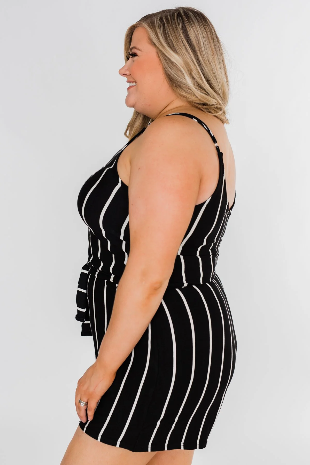 Ready to Go Striped Romper- Black & White - Image 13
