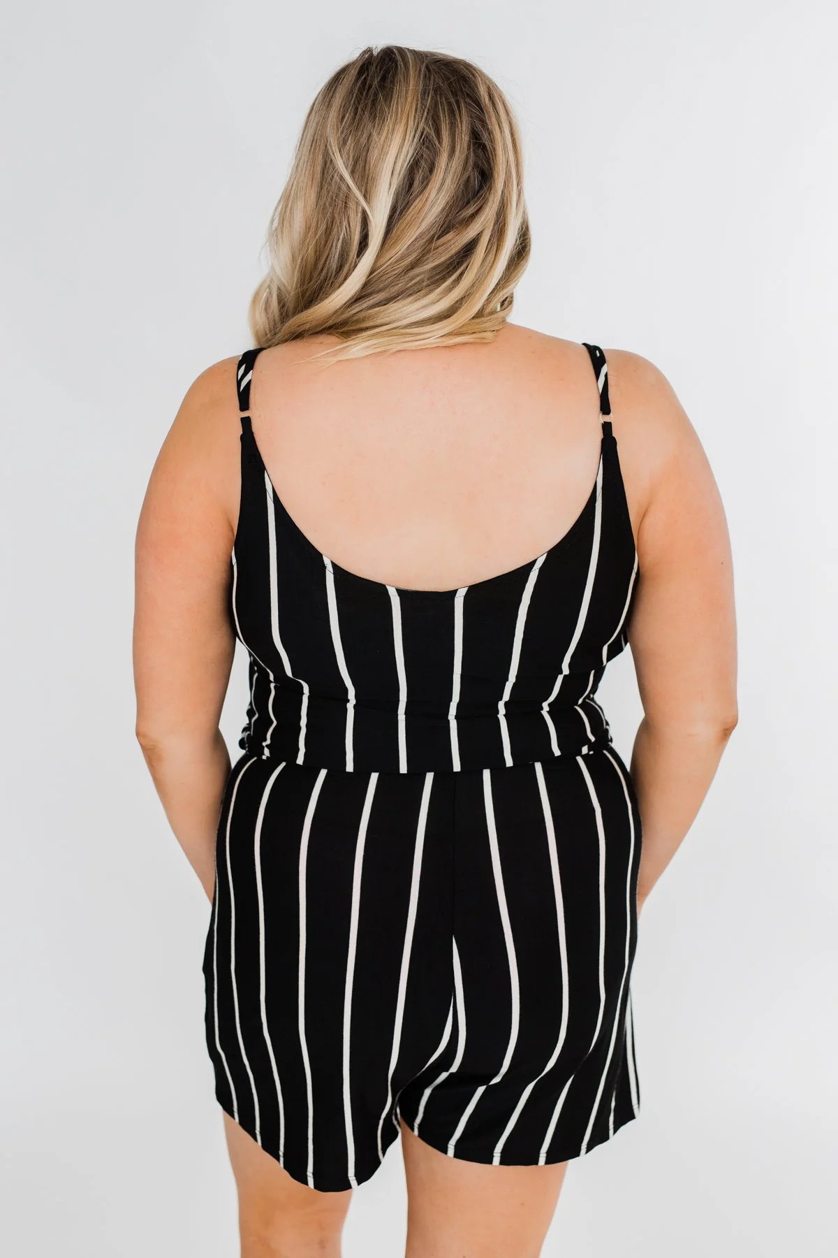 Ready to Go Striped Romper- Black & White - Image 14
