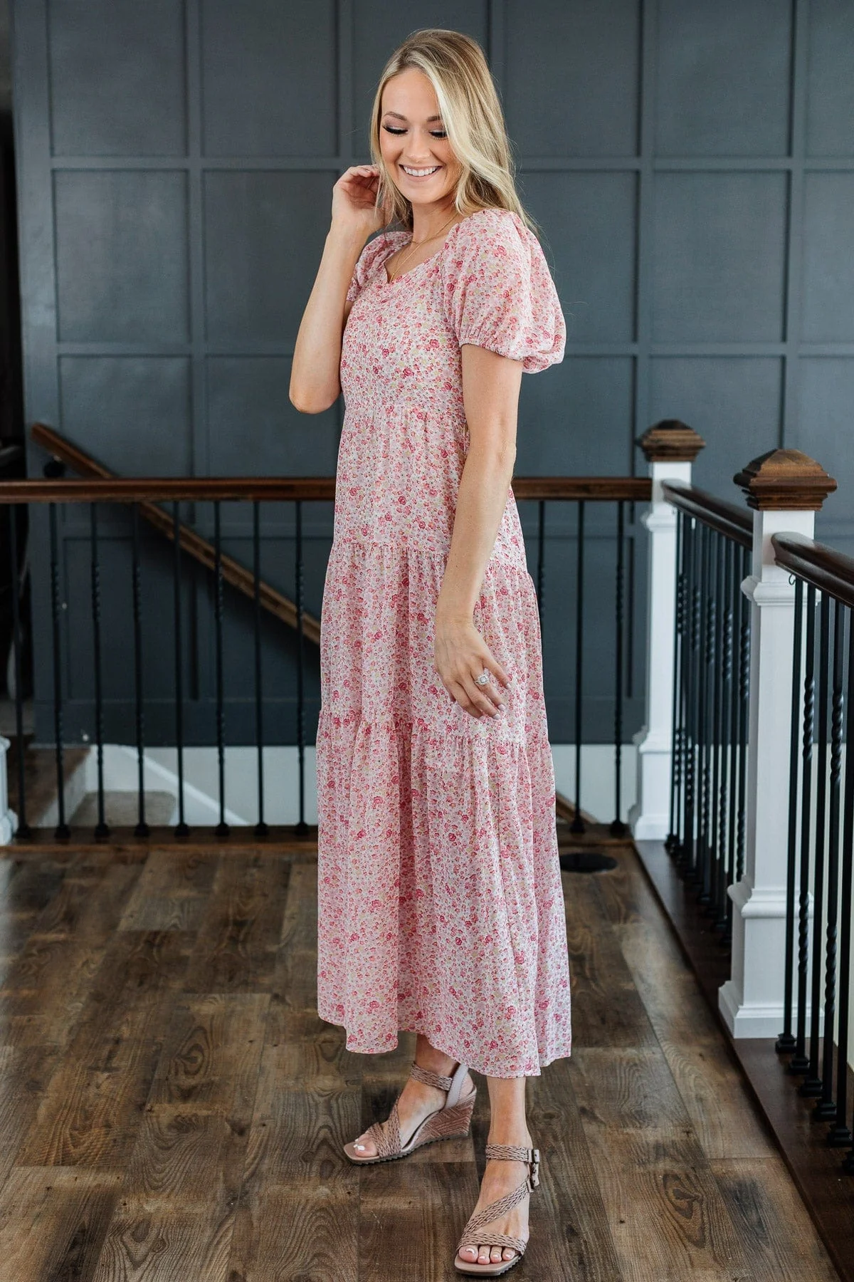 Ready To Mingle Tiered Maxi Dress- Pink - Image 8