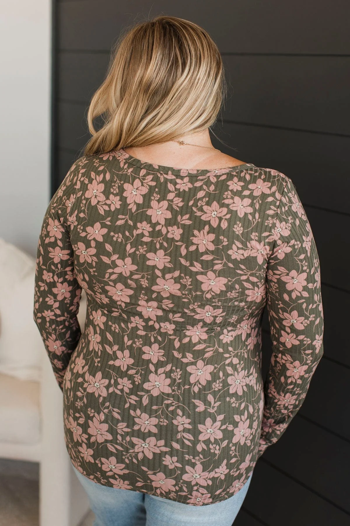 Real Love Lasts Floral Henley Top- Green & Pink - Image 8