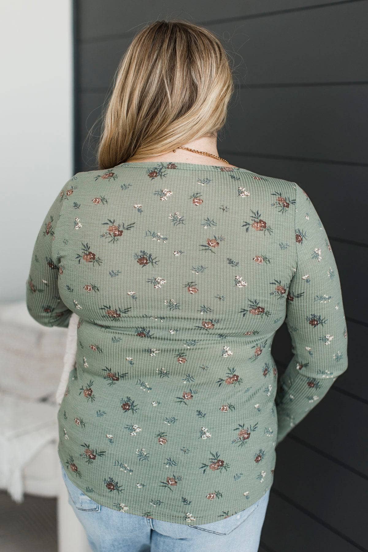 Real Love Lasts Floral Henley Top- Sage - Image 8