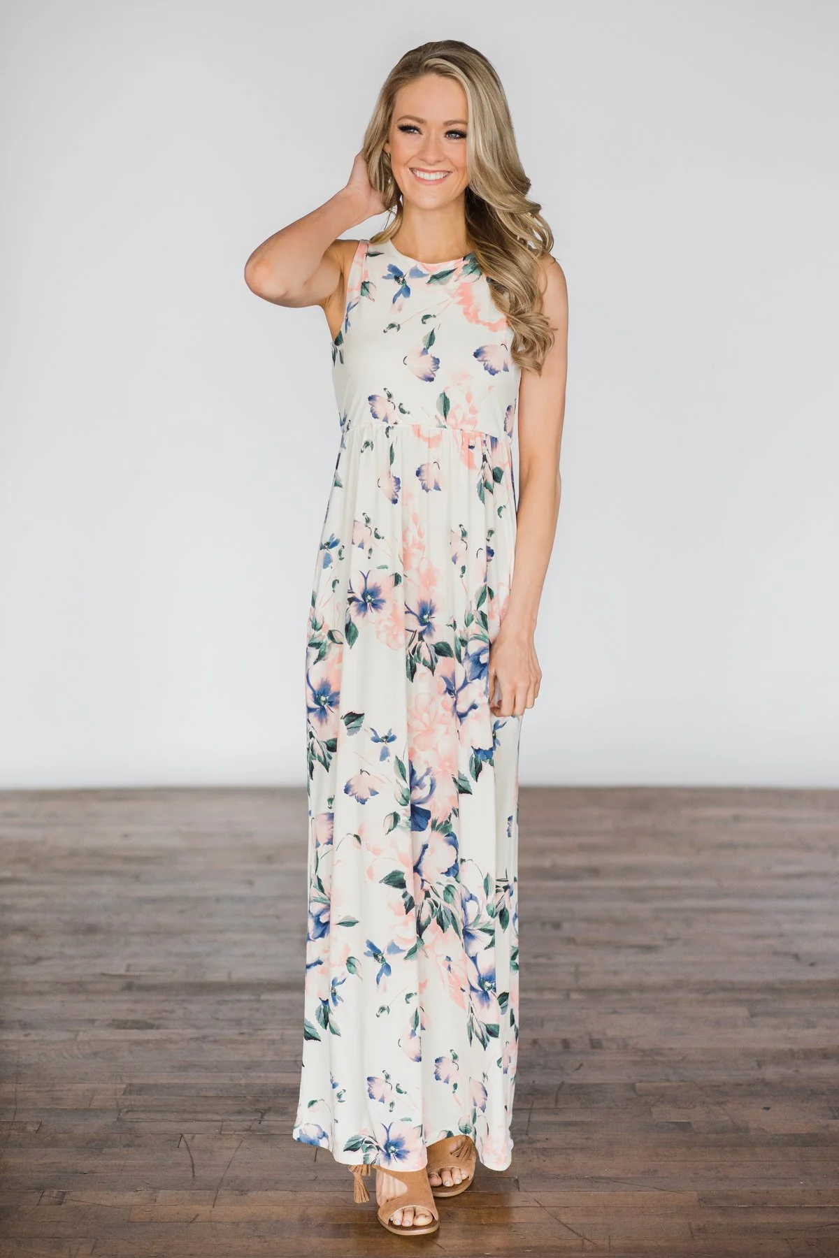 Real Paradise Ivory Floral Maxi Dress - Image 3