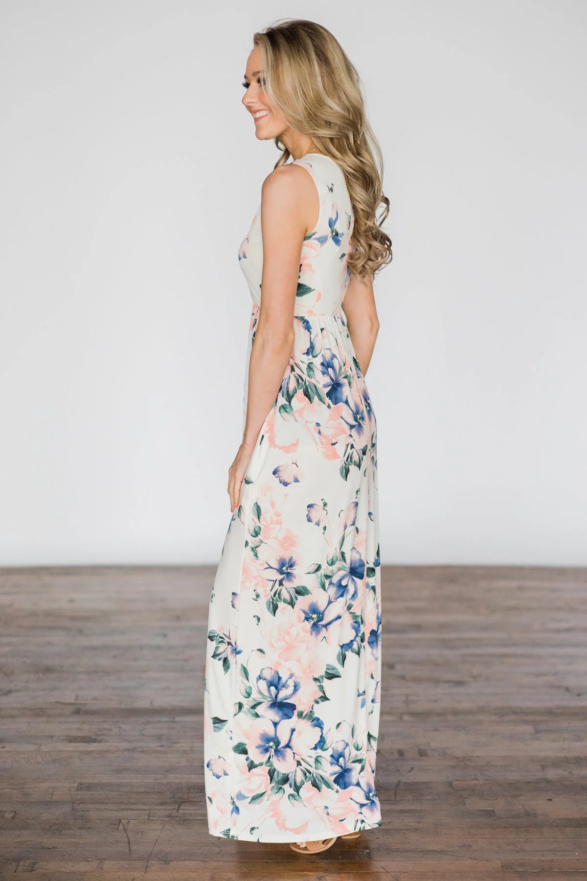 Real Paradise Ivory Floral Maxi Dress - Image 4