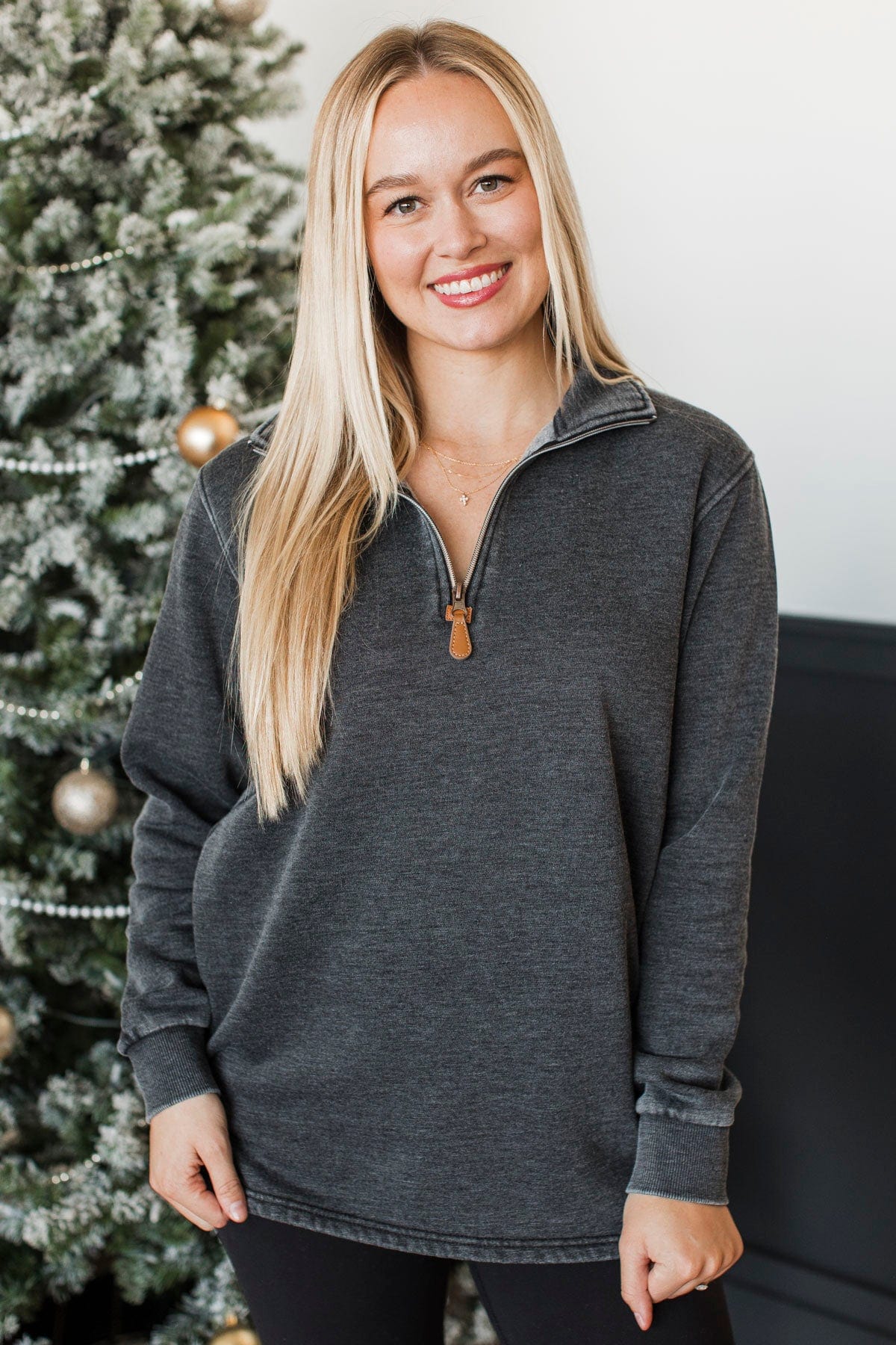 Reason To Celebrate Quarter Zip Pullover- Black
