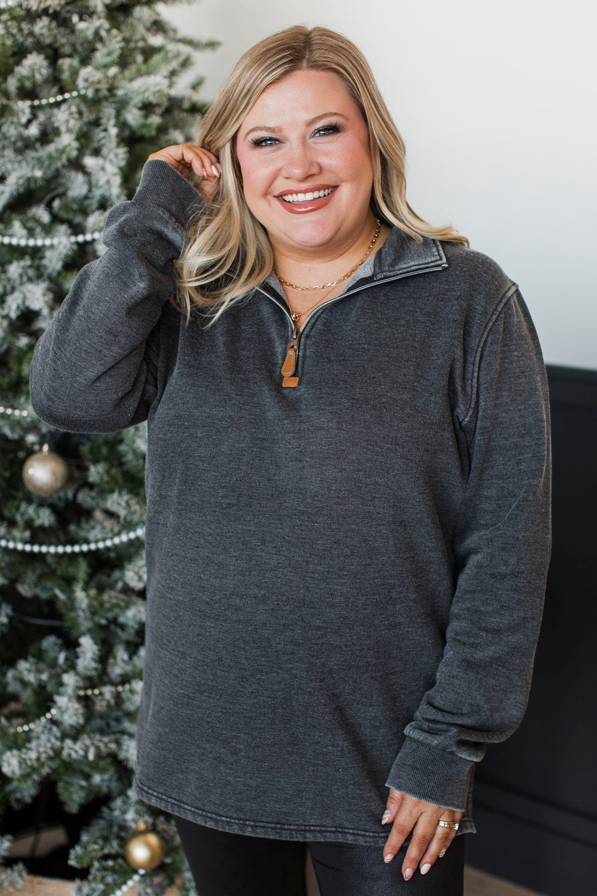 Reason To Celebrate Quarter Zip Pullover- Black - Image 4