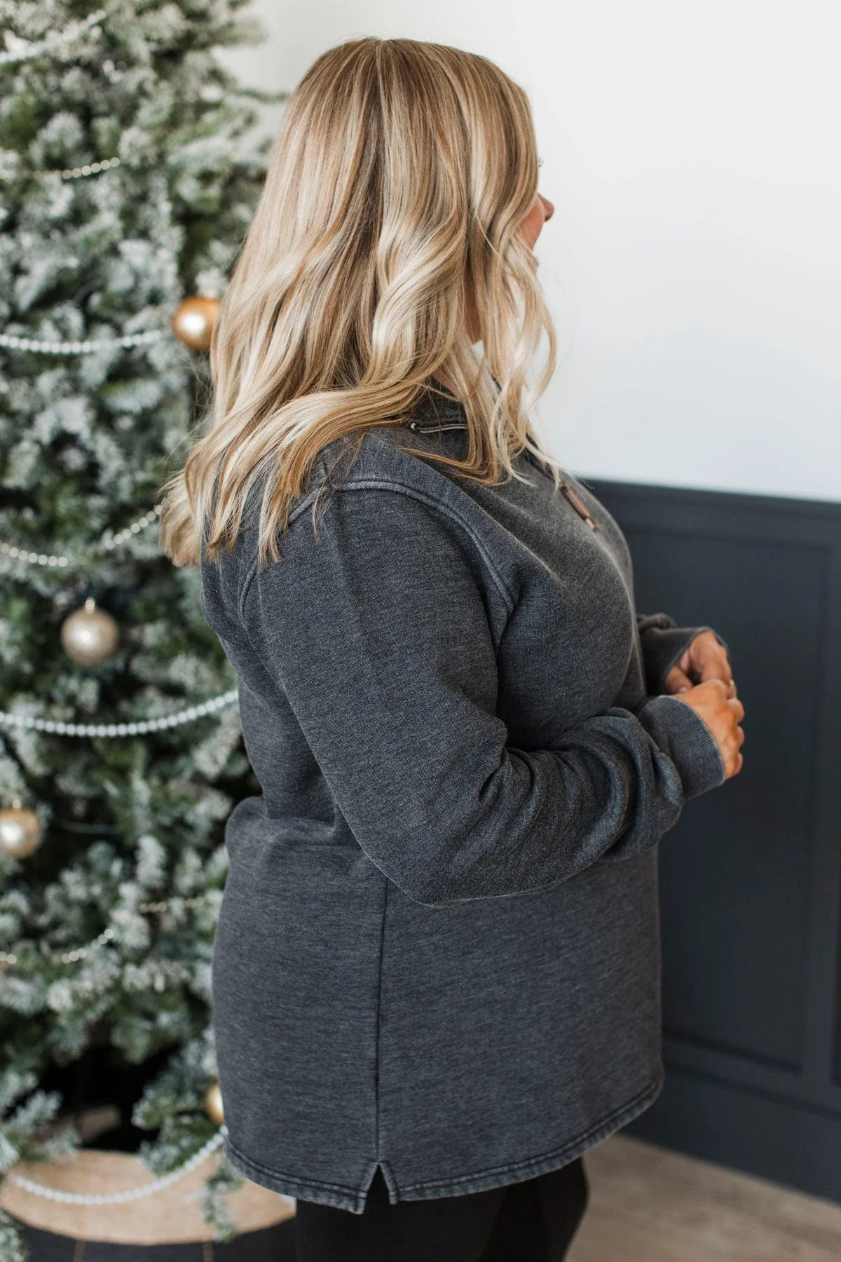 Reason To Celebrate Quarter Zip Pullover- Black - Image 6