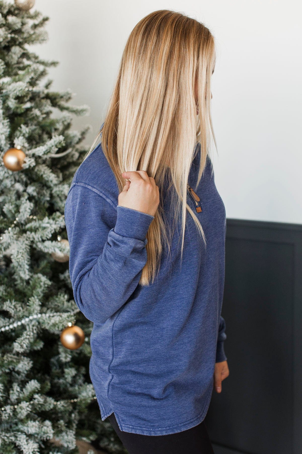 Reason To Celebrate Quarter Zip Pullover- Navy - Image 5
