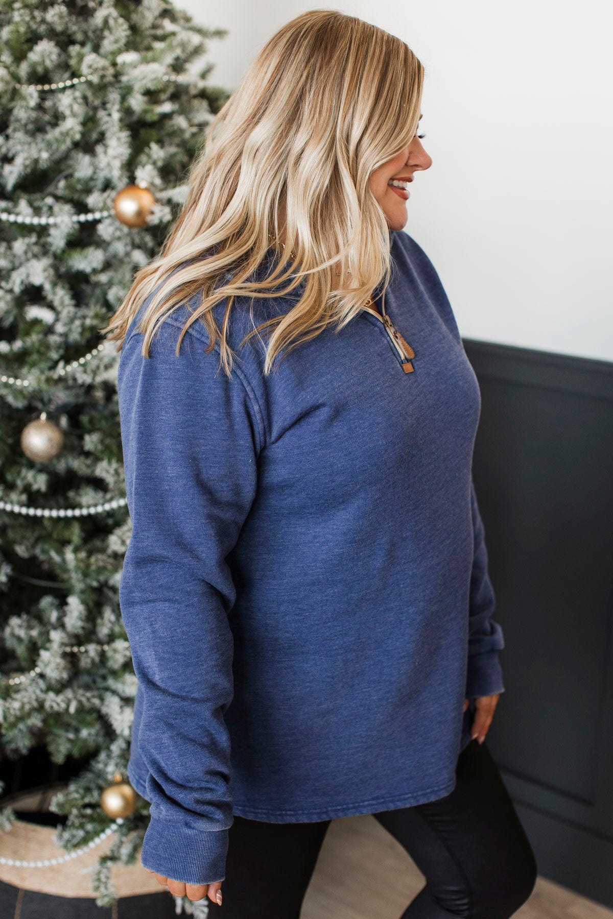 Reason To Celebrate Quarter Zip Pullover- Navy - Image 6