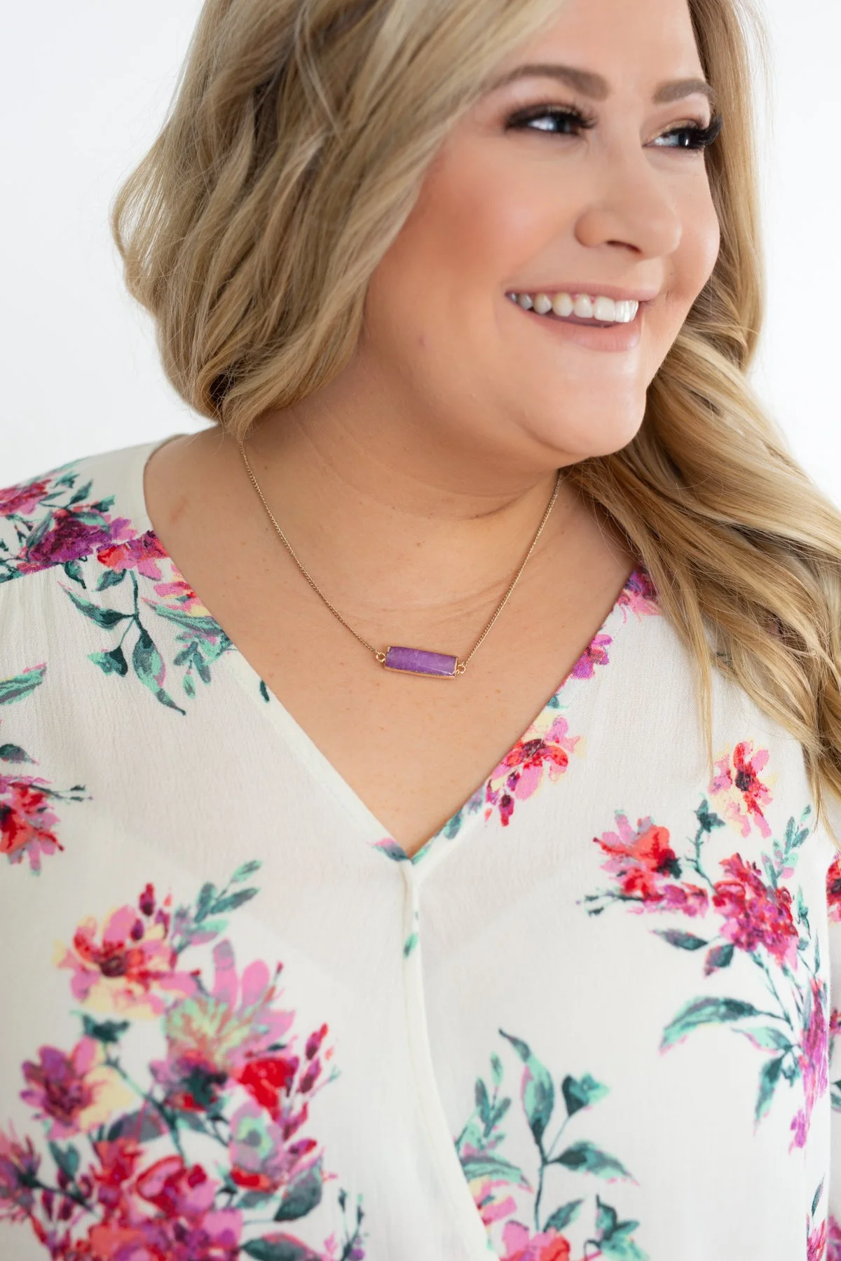 Rectangle Pendant Necklace- Lilac - Image 3