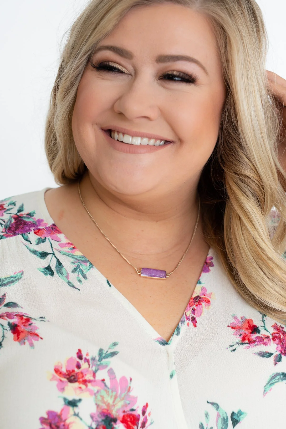 Rectangle Pendant Necklace- Lilac - Image 4