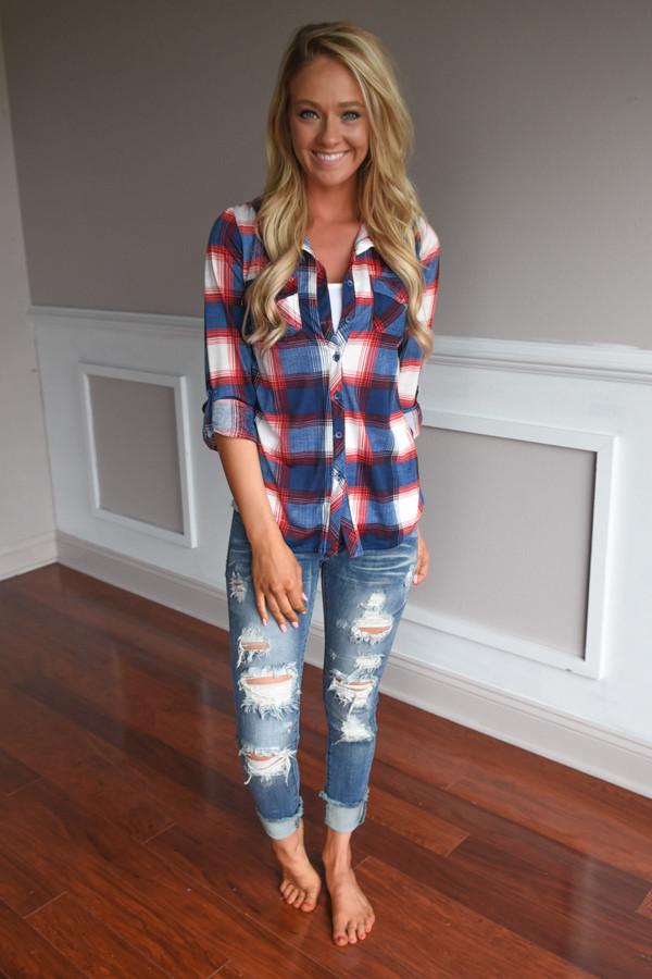 Red & Blue Striped Plaid - Image 3