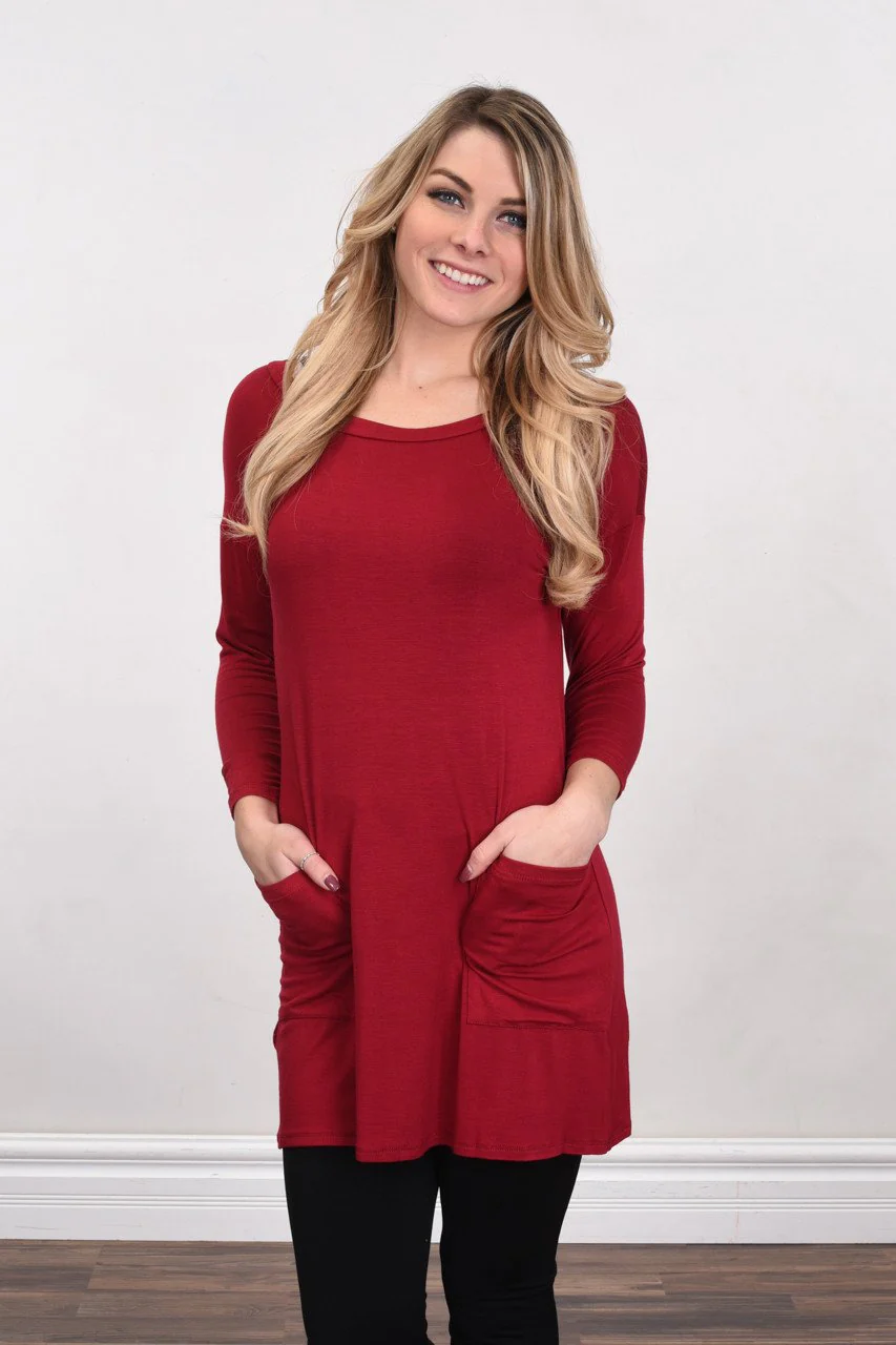 Red Button Down Pocket Top - Image 4