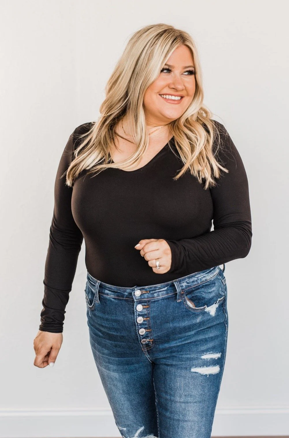 Refined Beauty Long Sleeve Bodysuit- Black - Image 2