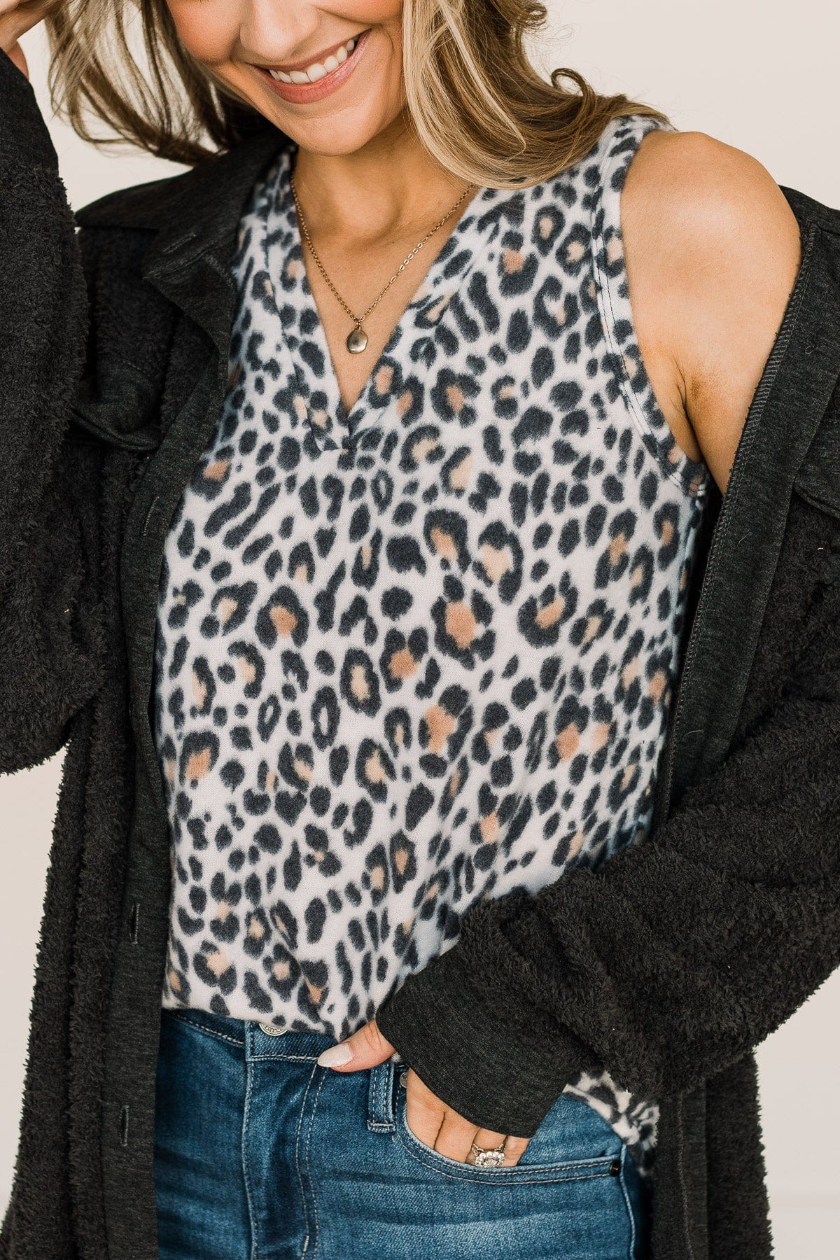 Remain Untamed Knit Tank Top- White Leopard - Image 3