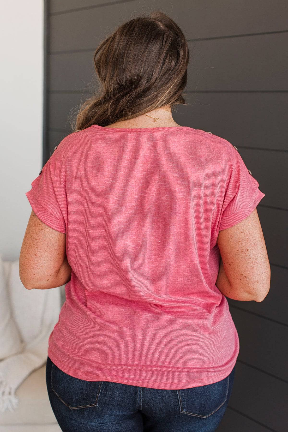 Remarkable Memories Ribbed Top- Coral Pink - Image 6