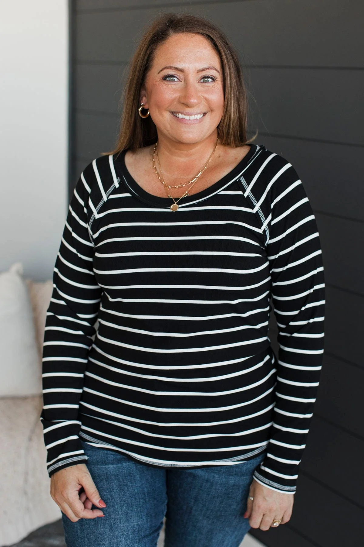 Remarkable Times Striped Top- Black & Ivory - Image 2
