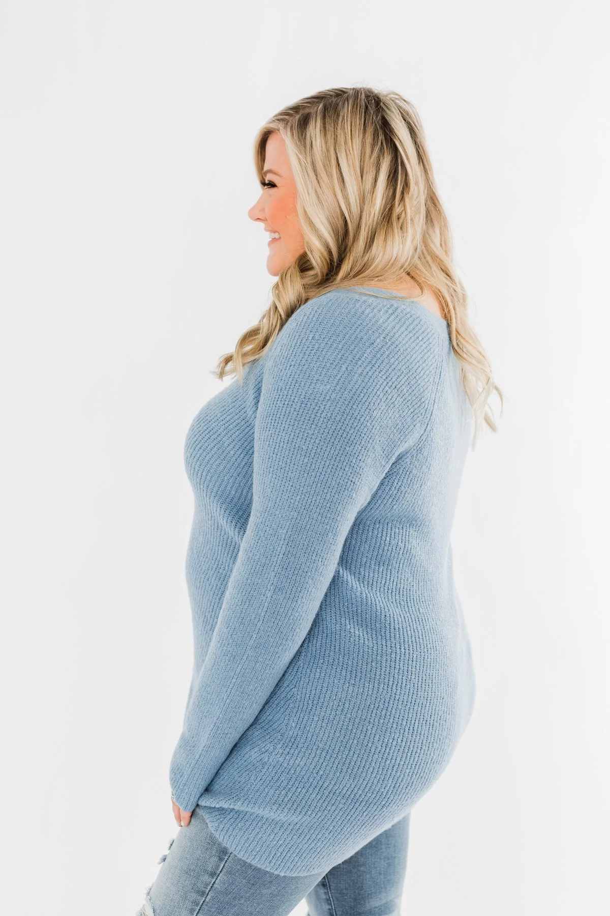 Remind Me Again Knit Sweater- Blue - Image 7