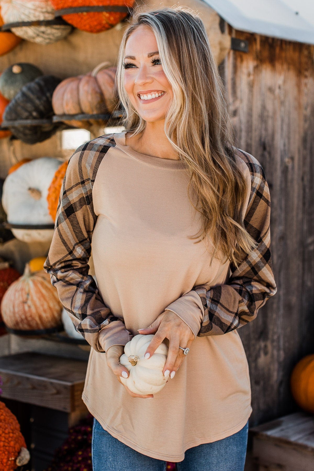 Reminders Of Fall Long Sleeve Top- Mocha - Image 2