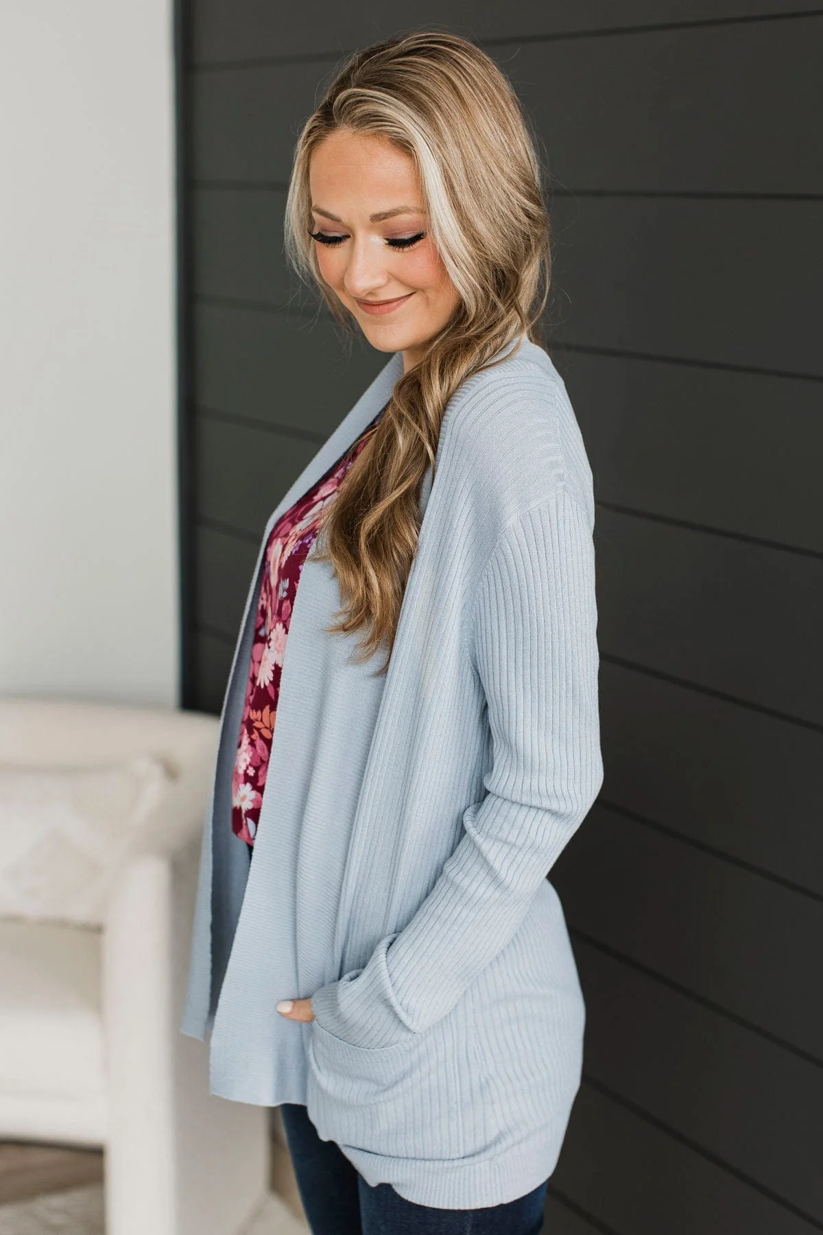 Reminds Me Of You Ribbed Knit Cardigan- Silver - Image 5