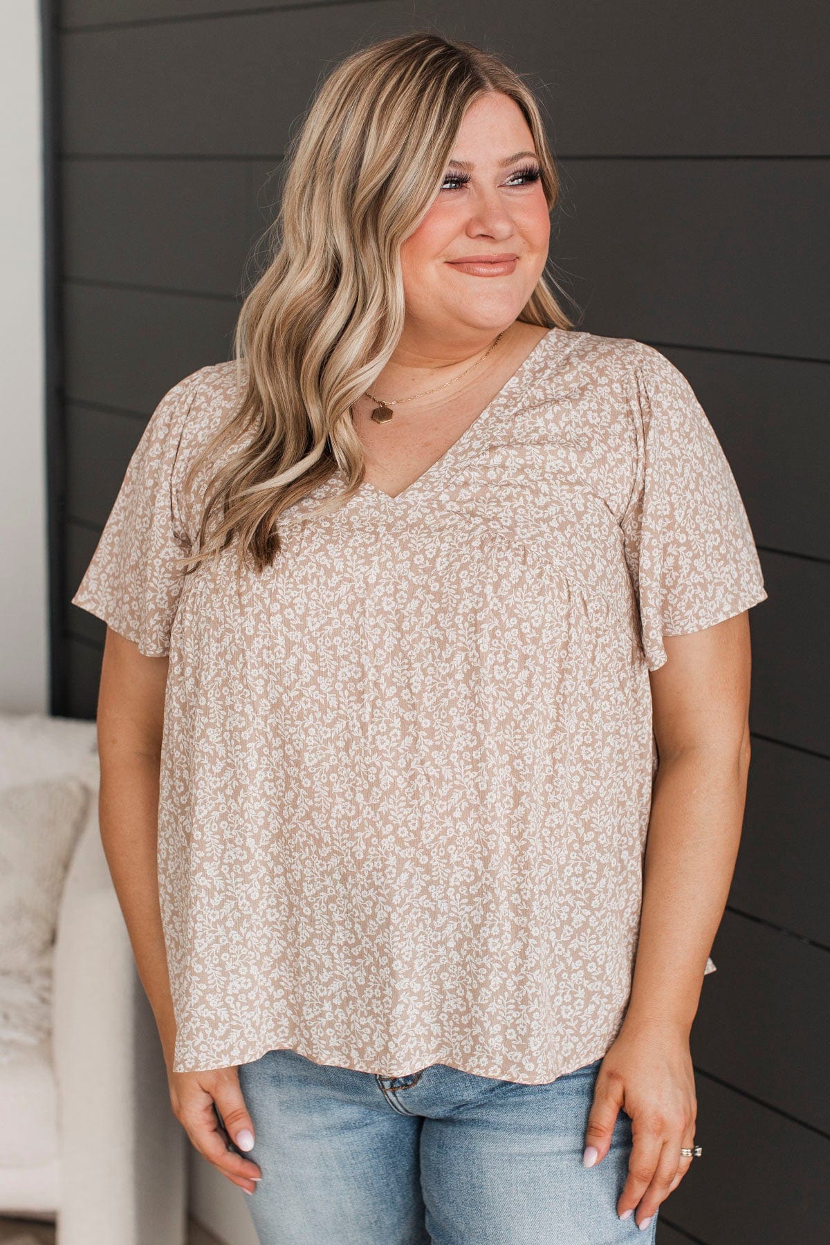 Reminisce With Me Floral Top- Beige - Image 3