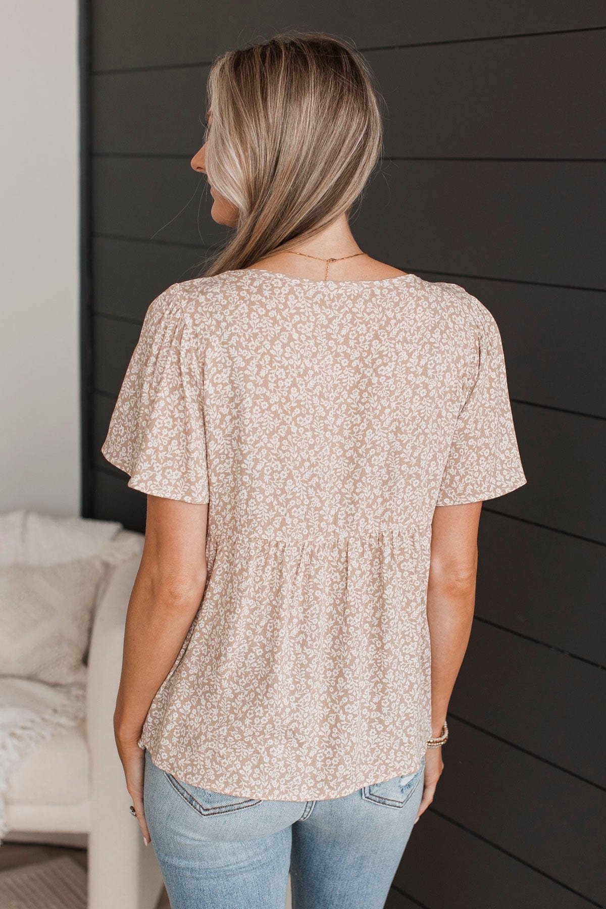 Reminisce With Me Floral Top- Beige - Image 8