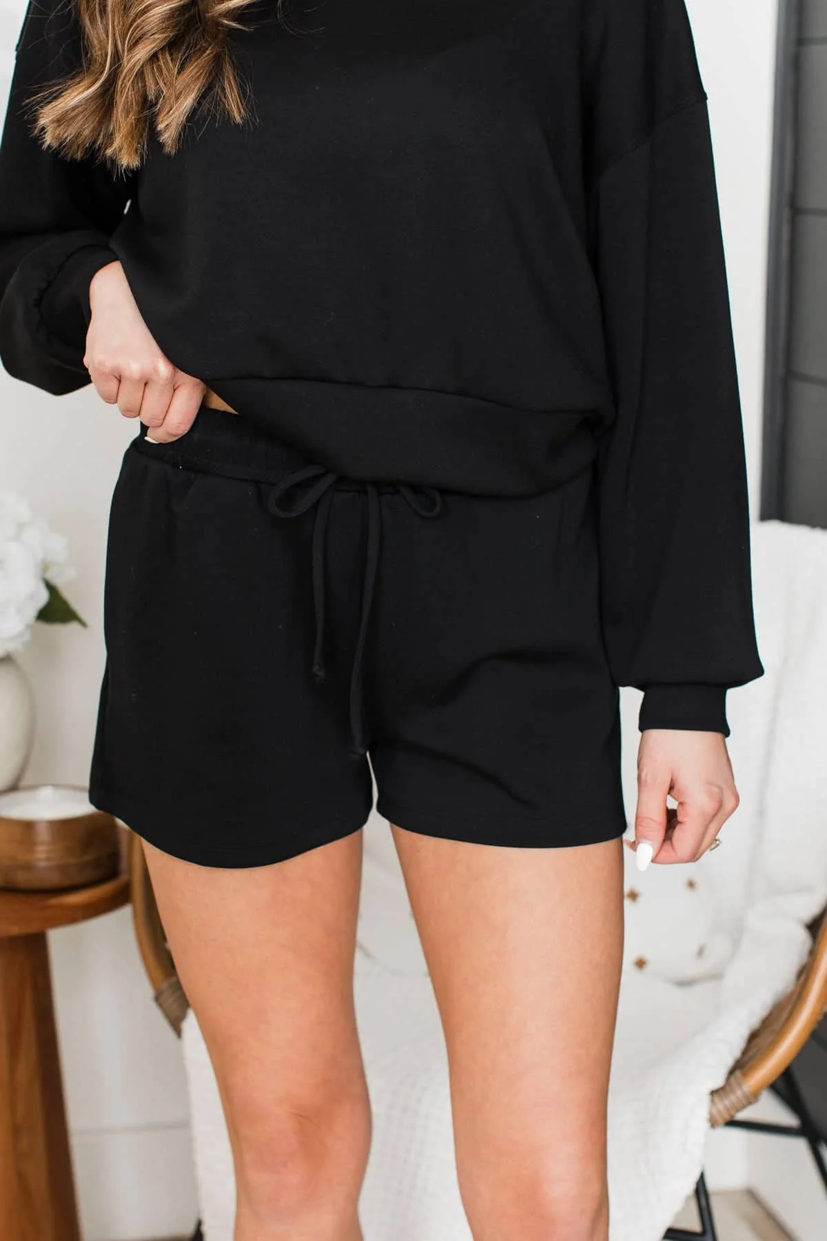 Rest & Relaxation Drawstring Lounge Shorts- Black - Image 4
