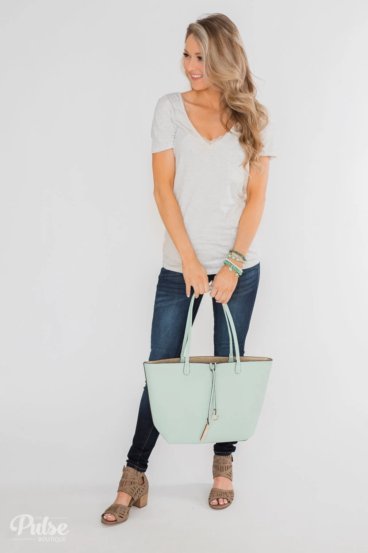 Reversible Tote- Mint/Gold - Image 4