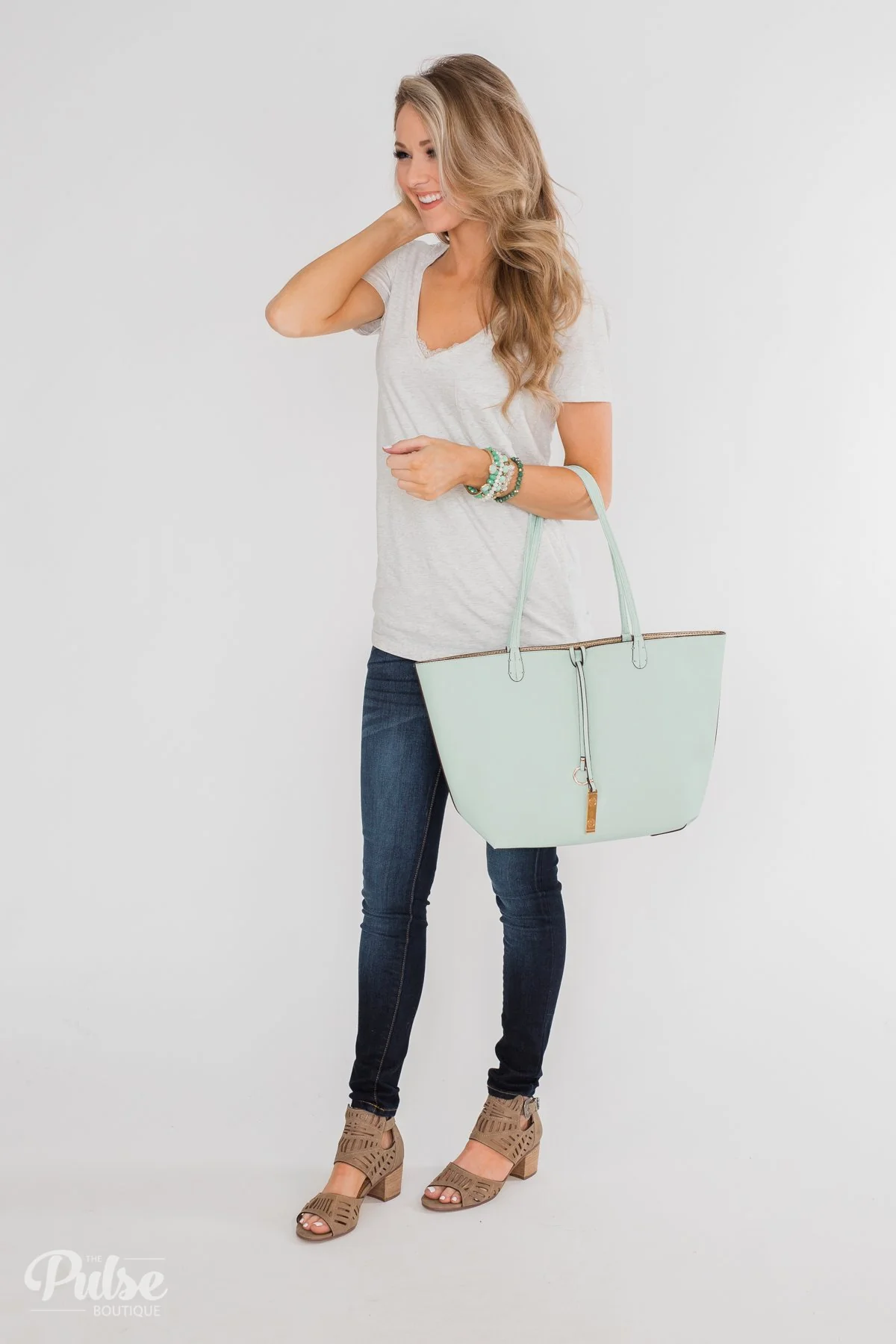 Reversible Tote- Mint/Gold - Image 5