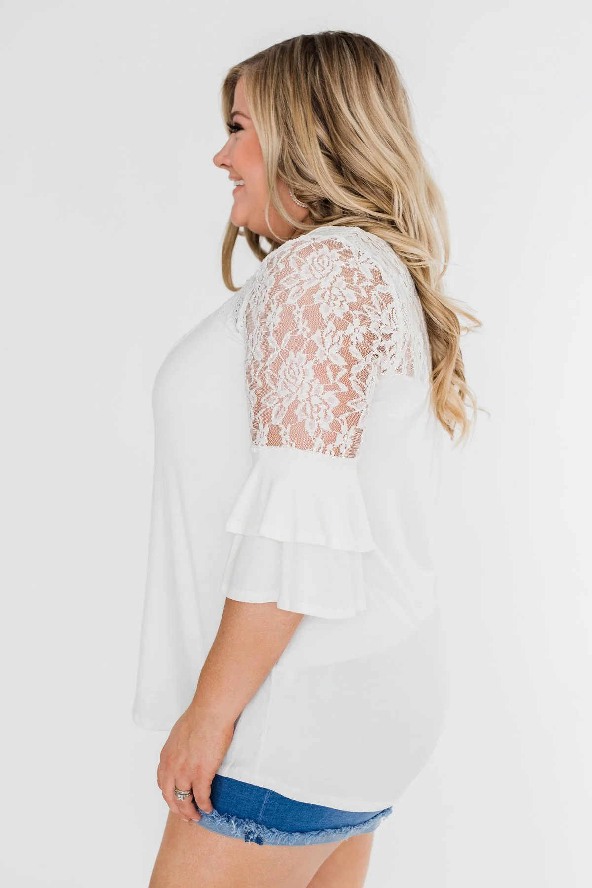 Right Beside Me Lace & Ruffles Top- Ivory - Image 12