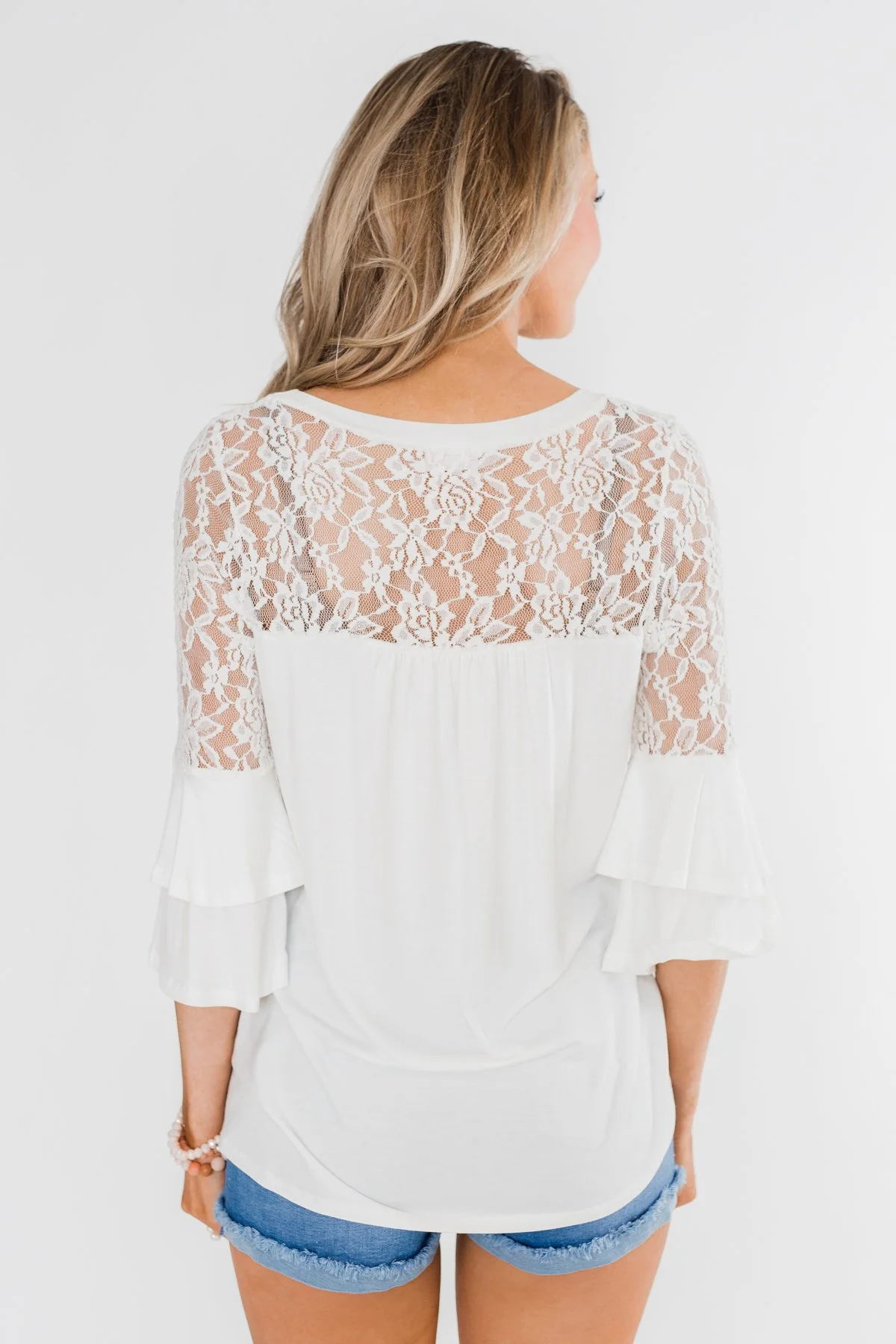 Right Beside Me Lace & Ruffles Top- Ivory - Image 13