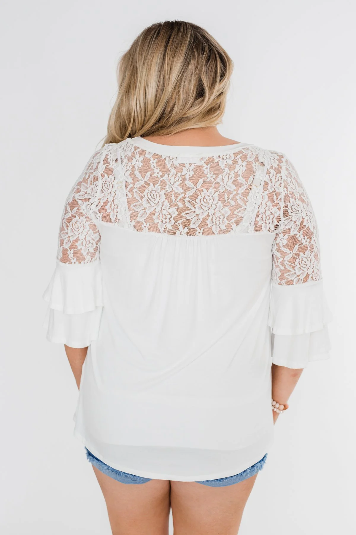 Right Beside Me Lace & Ruffles Top- Ivory - Image 14