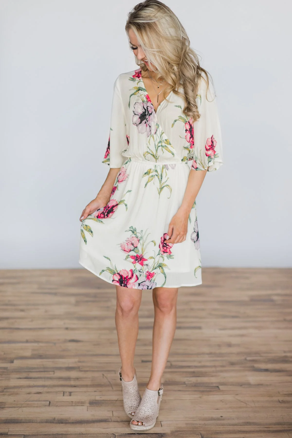 Right from the Start Cream Floral Dress - Image 5