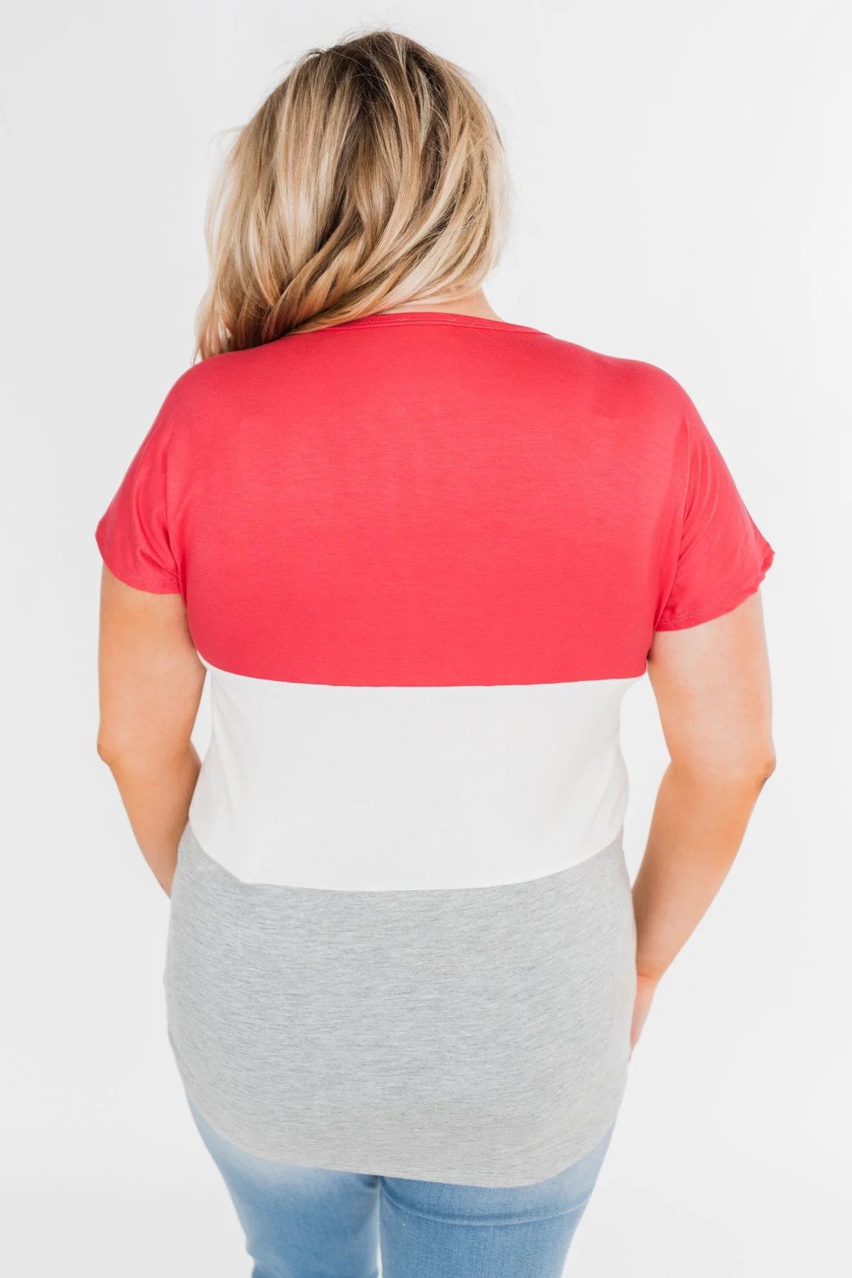 Right Here Criss Cross Color Block Top- Deep Coral - Image 10
