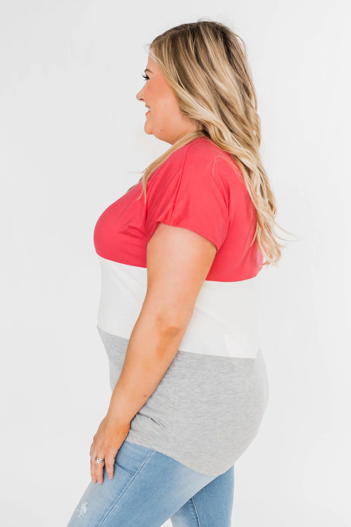 Right Here Criss Cross Color Block Top- Deep Coral - Image 8