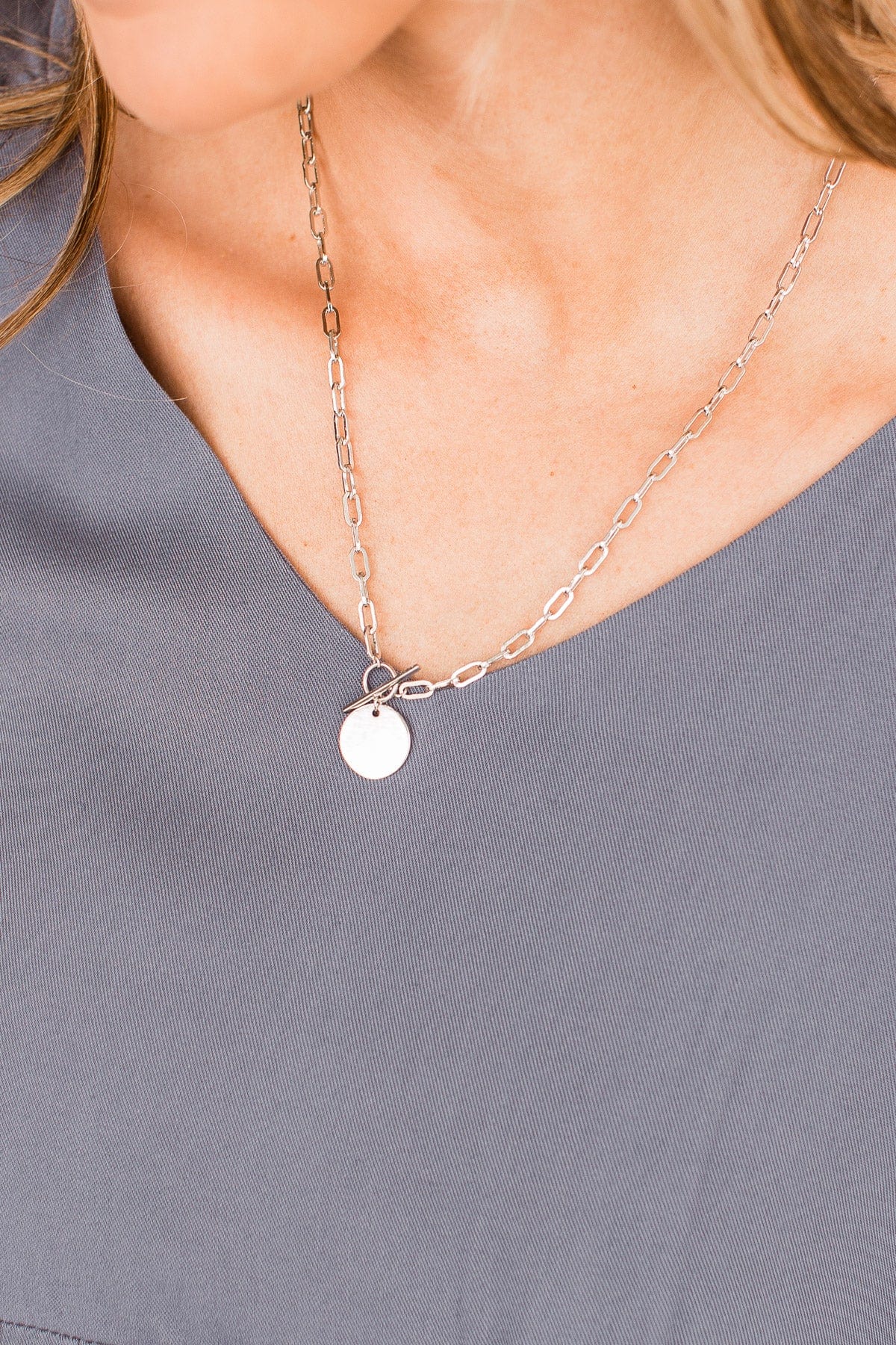 "Right & Wrong" Pendant Necklace- Silver - Image 2