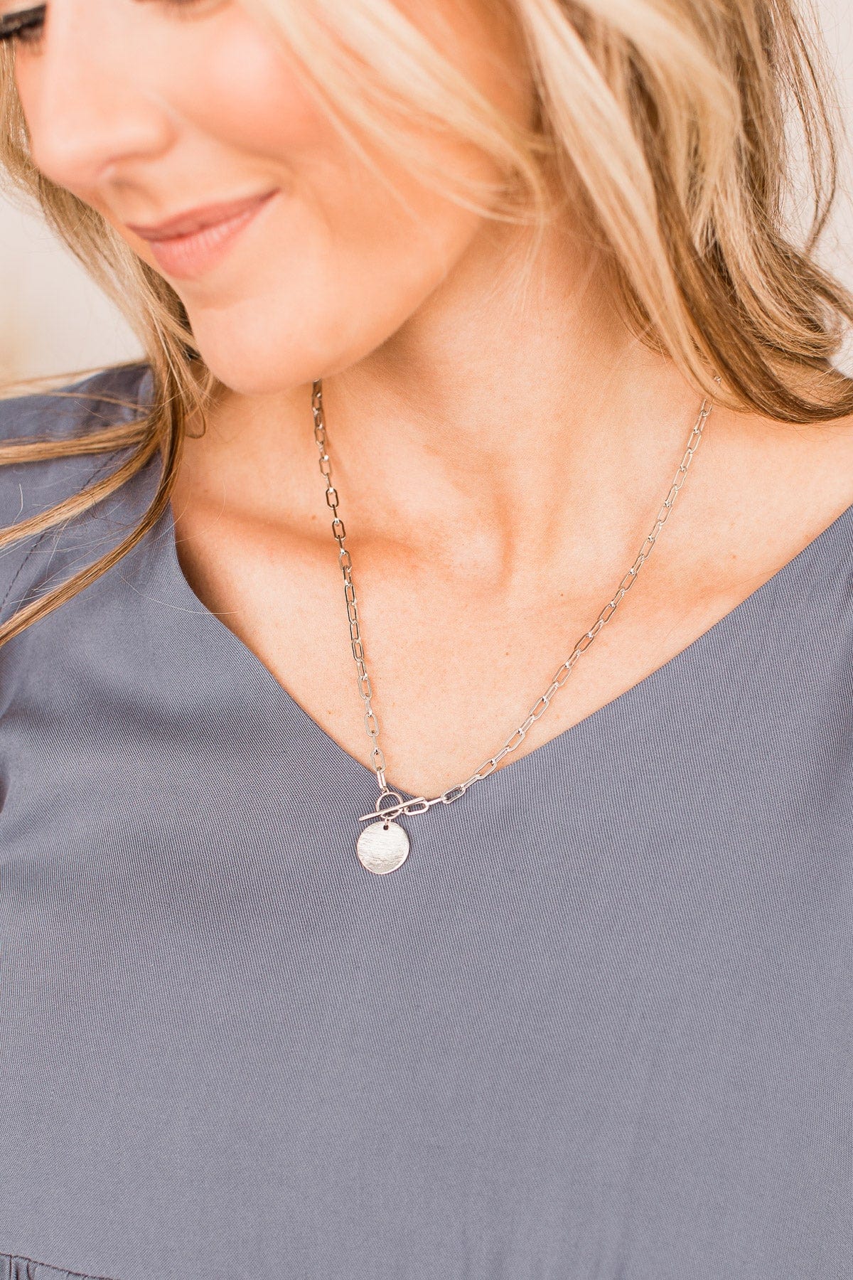 "Right & Wrong" Pendant Necklace- Silver - Image 3
