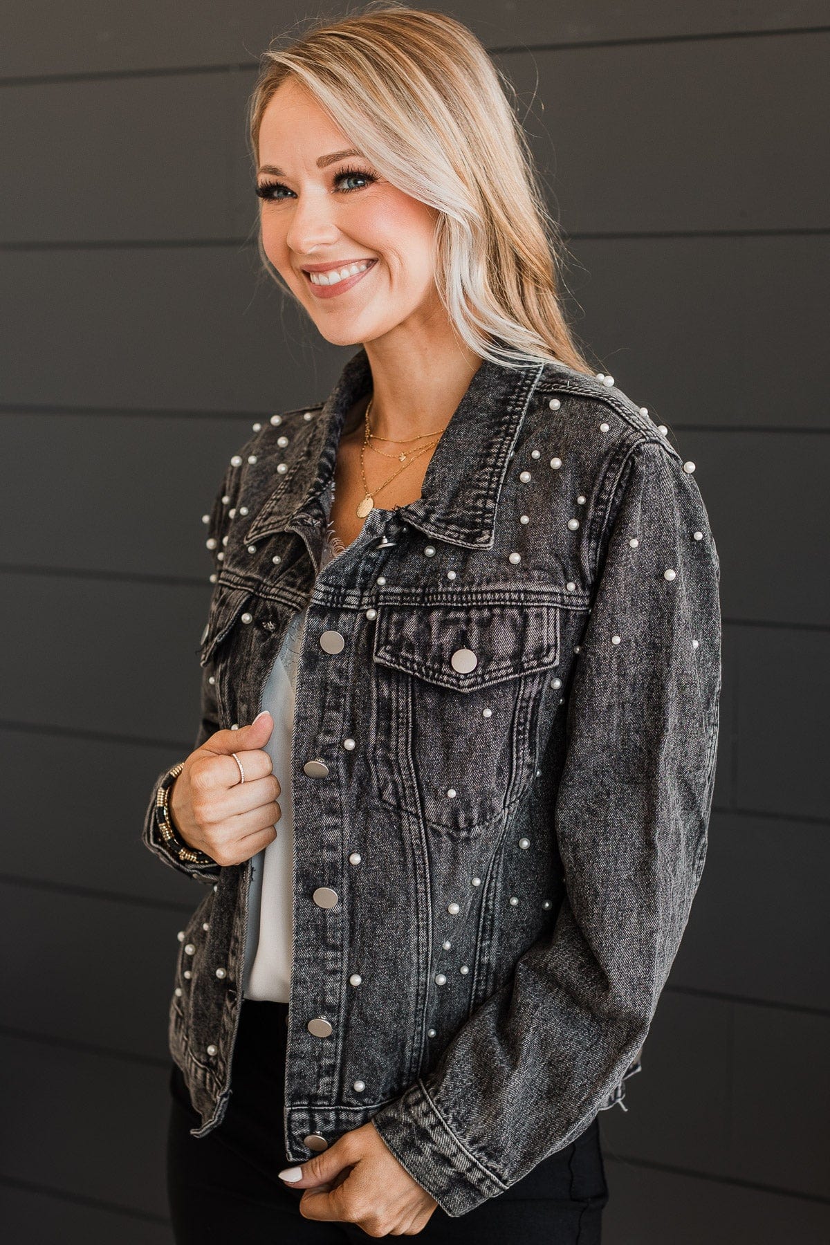 Risk Taker Embellished Jean Jacket- Black - Image 2