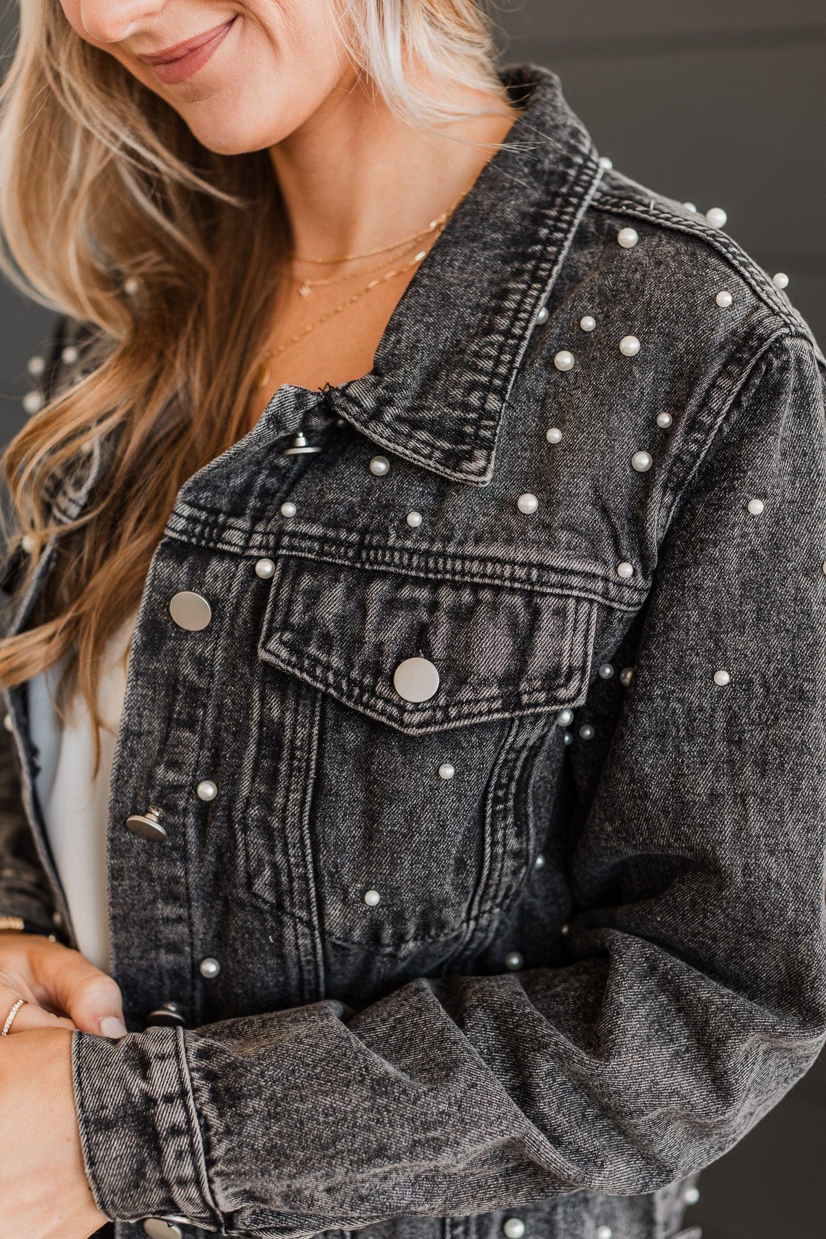 Risk Taker Embellished Jean Jacket- Black - Image 3