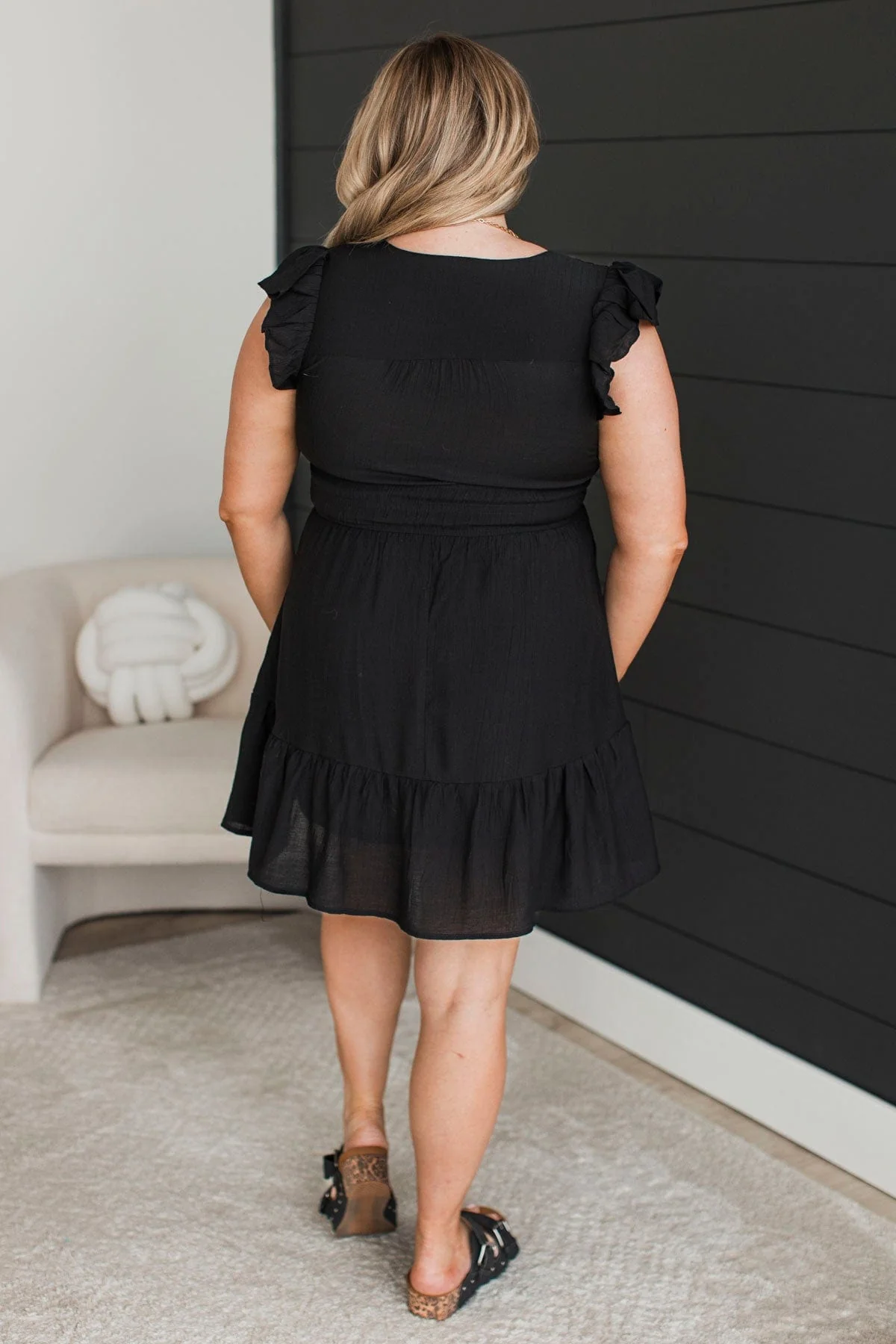 Riveting Beauty Ruffle Sleeve Mini Dress- Black - Image 8
