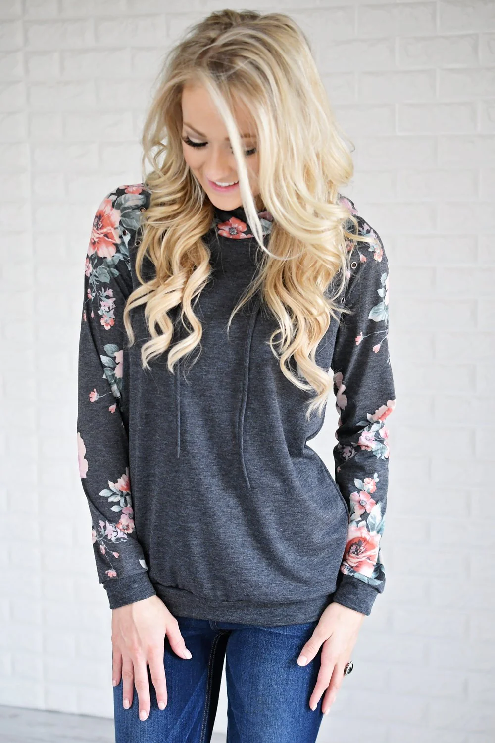 Rivets & Floral Hoodie - Image 3