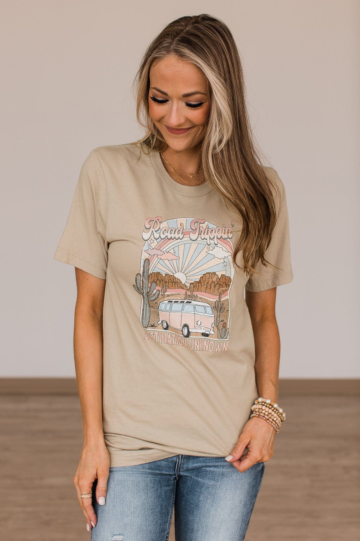 "Road Trippin" Graphic Tee- Beige - Image 5