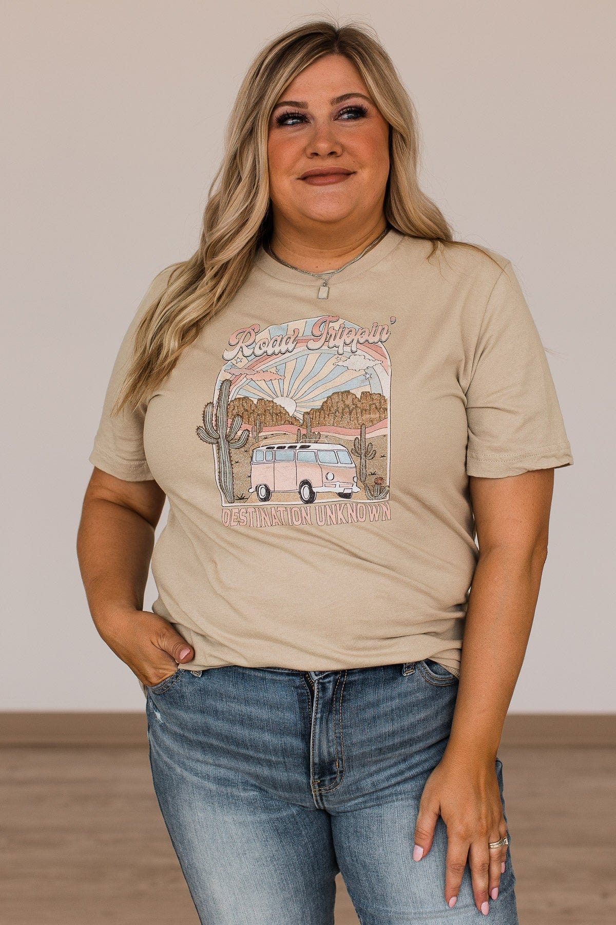 "Road Trippin" Graphic Tee- Beige - Image 6
