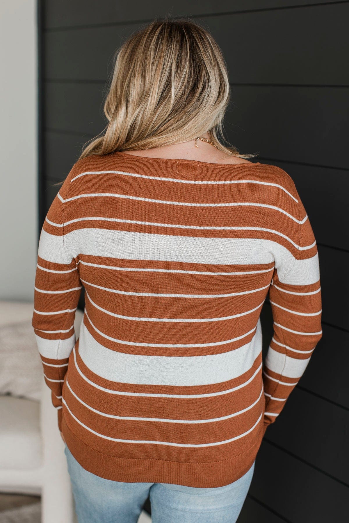 Roll With It Striped Sweater- Copper - Image 8