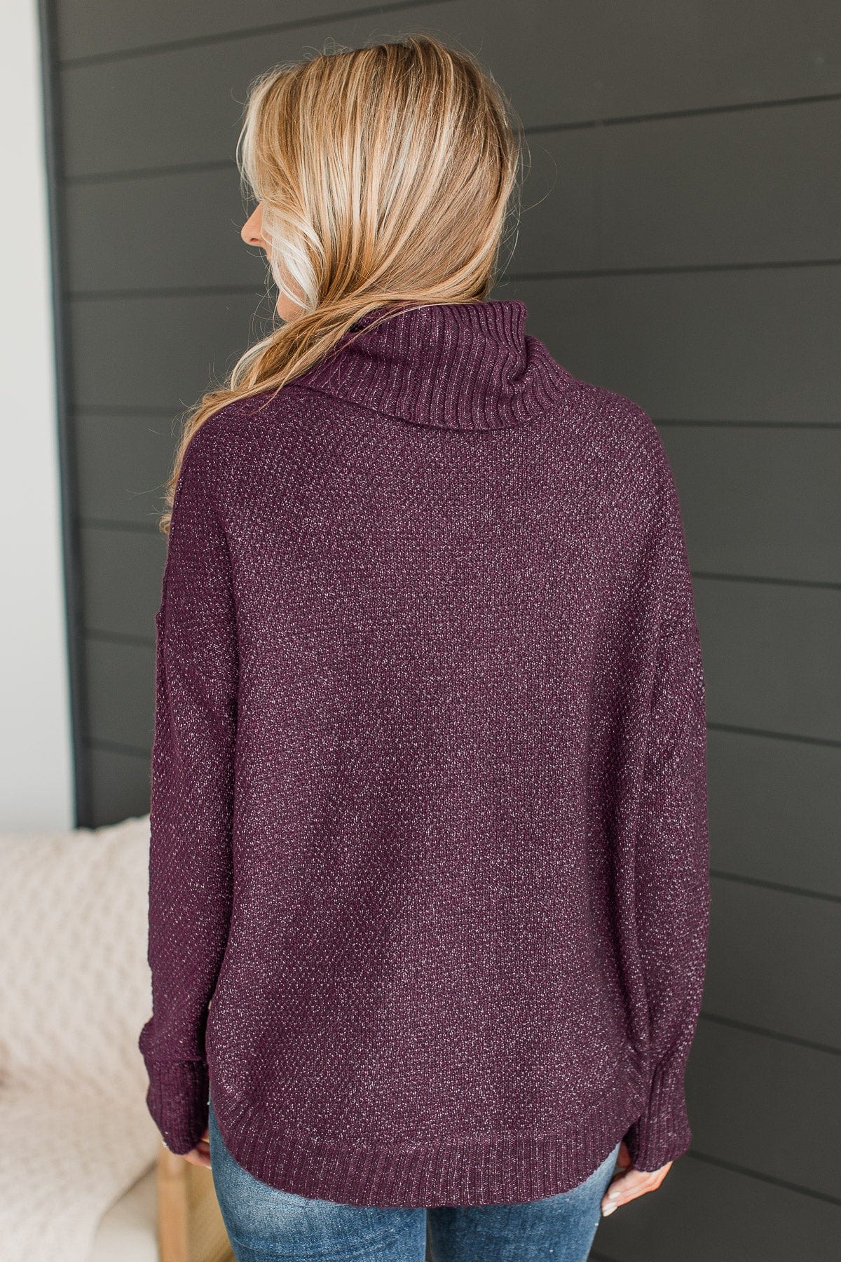 Romance Awaits Turtle Neck Sweater- Dark Plum - Image 8