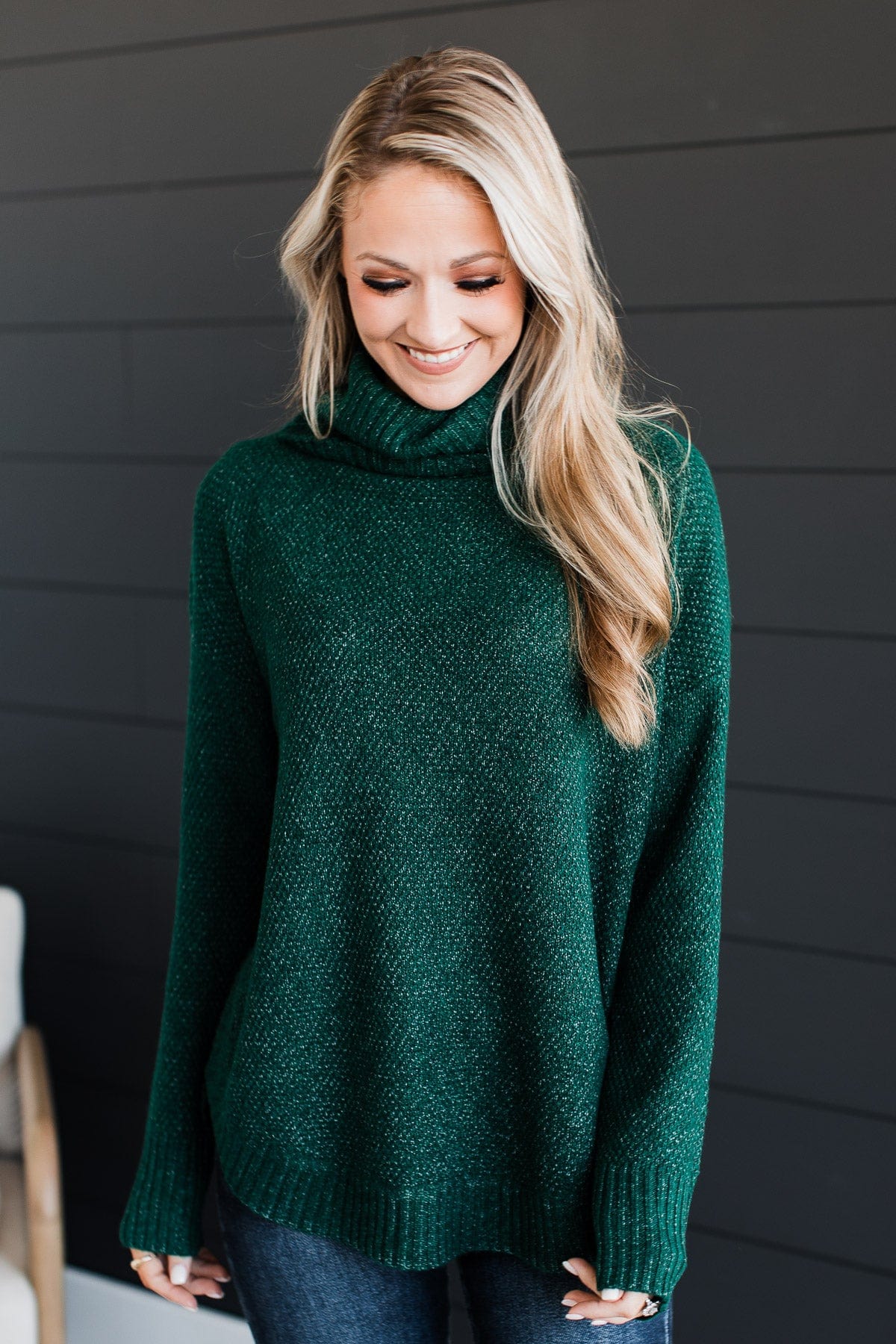 Romance Awaits Turtle Neck Sweater- Forest Green - Image 2