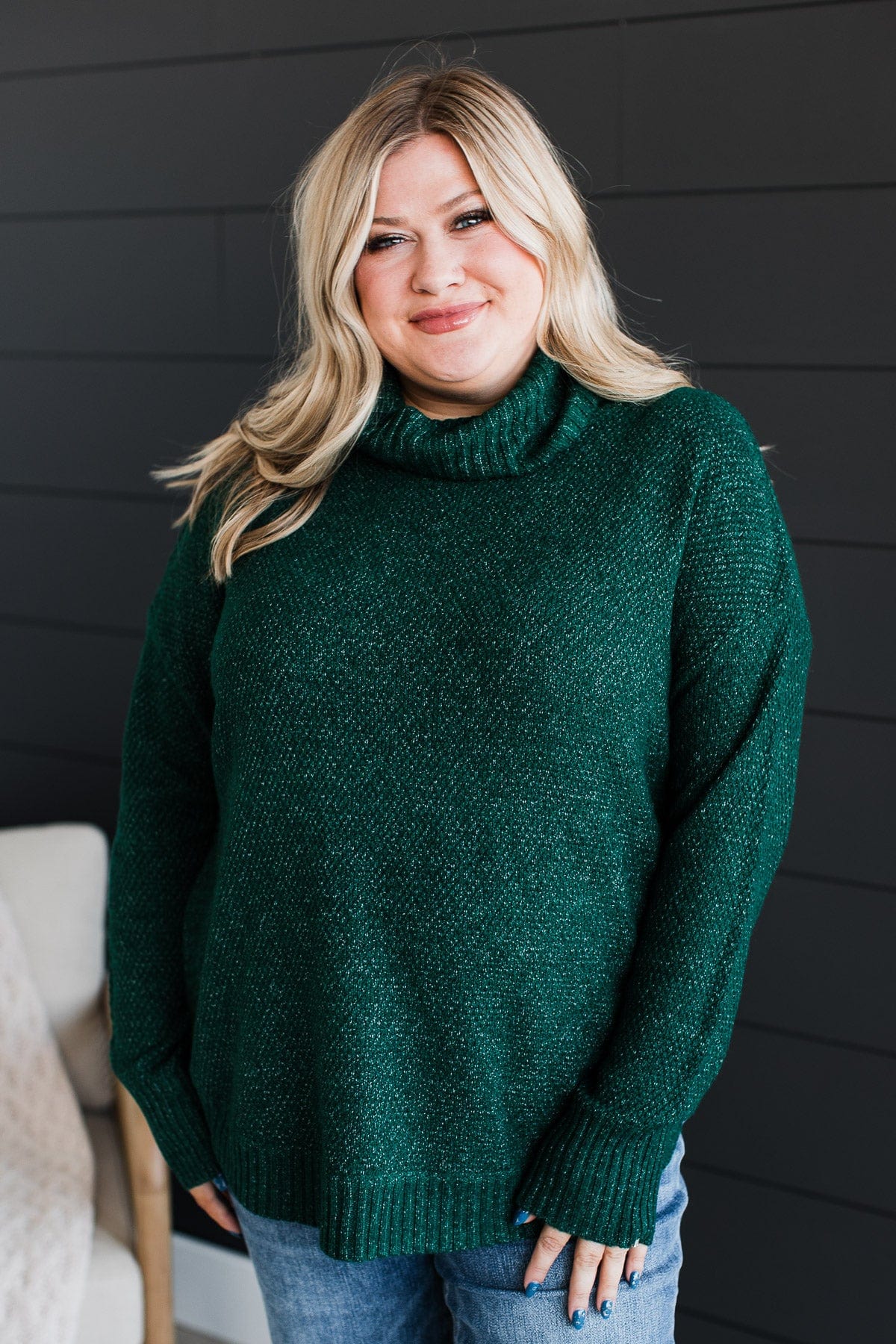 Romance Awaits Turtle Neck Sweater- Forest Green - Image 3