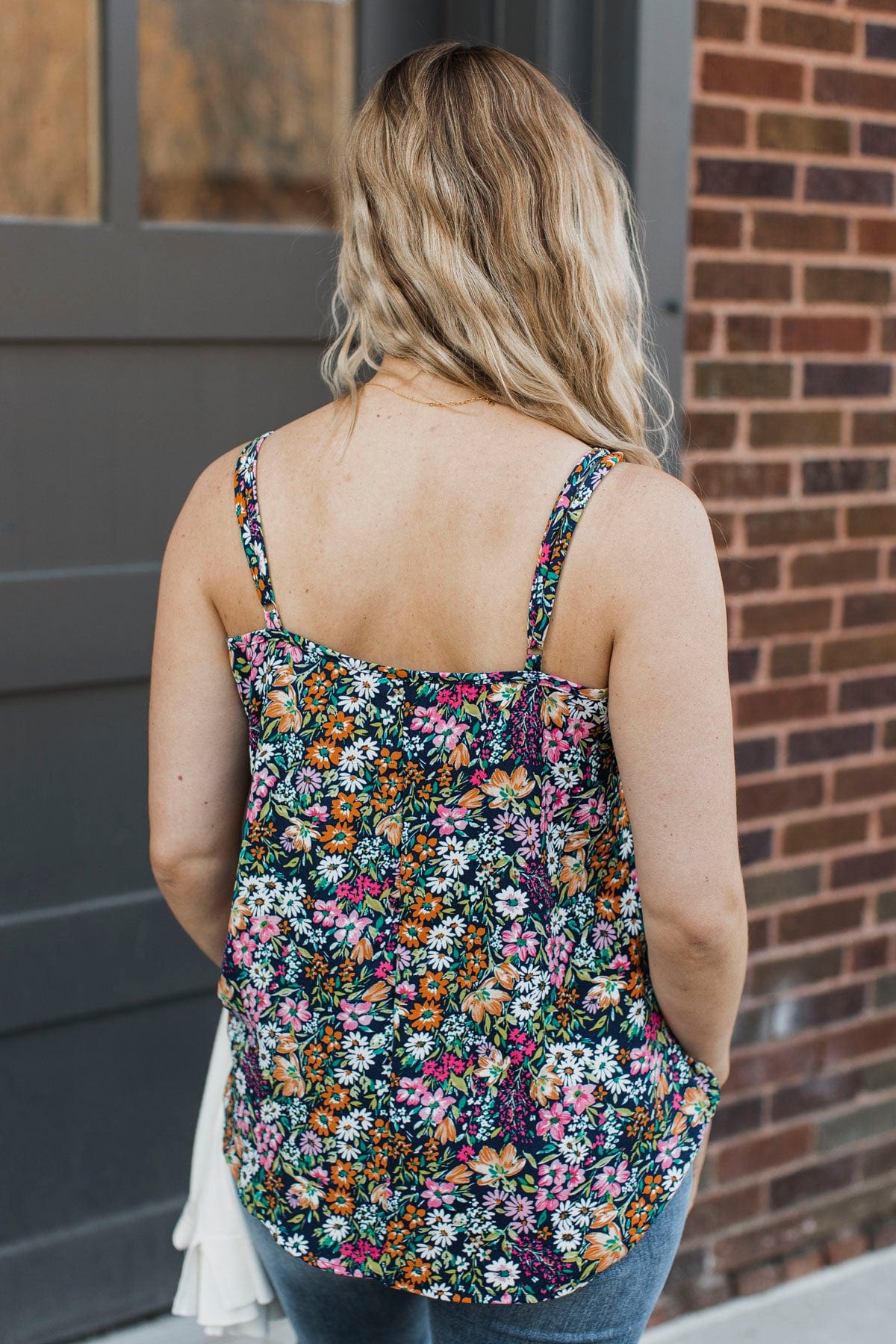 Romance In Bloom Floral Tank Top- Navy - Image 8