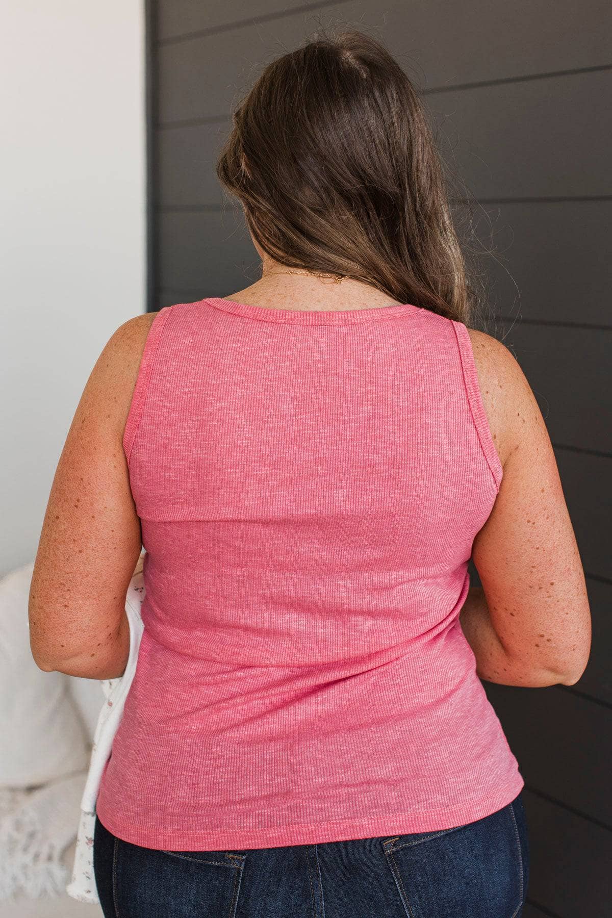 Romantic Gestures Ribbed Tank Top- Coral Pink - Image 6