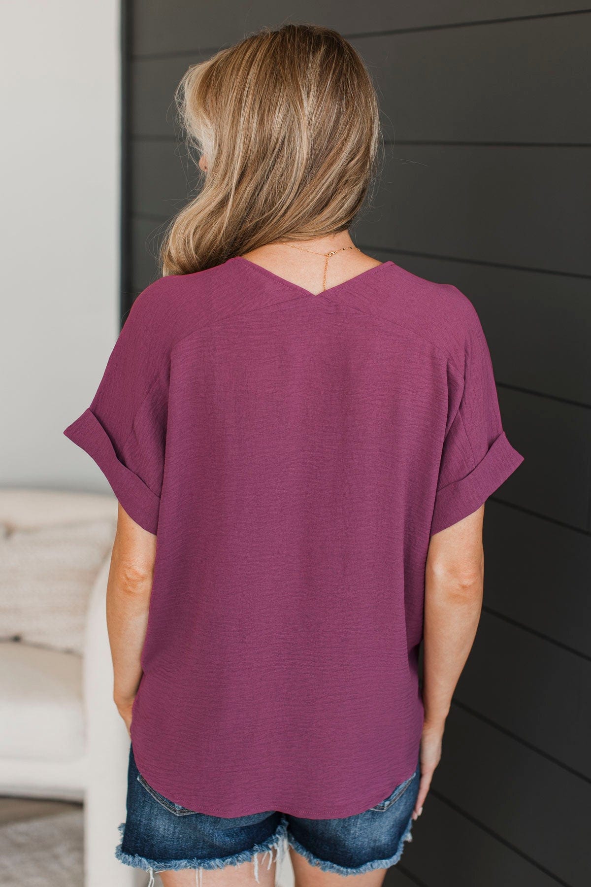 Room To Breathe V-Neck Top- Mulberry - Image 8
