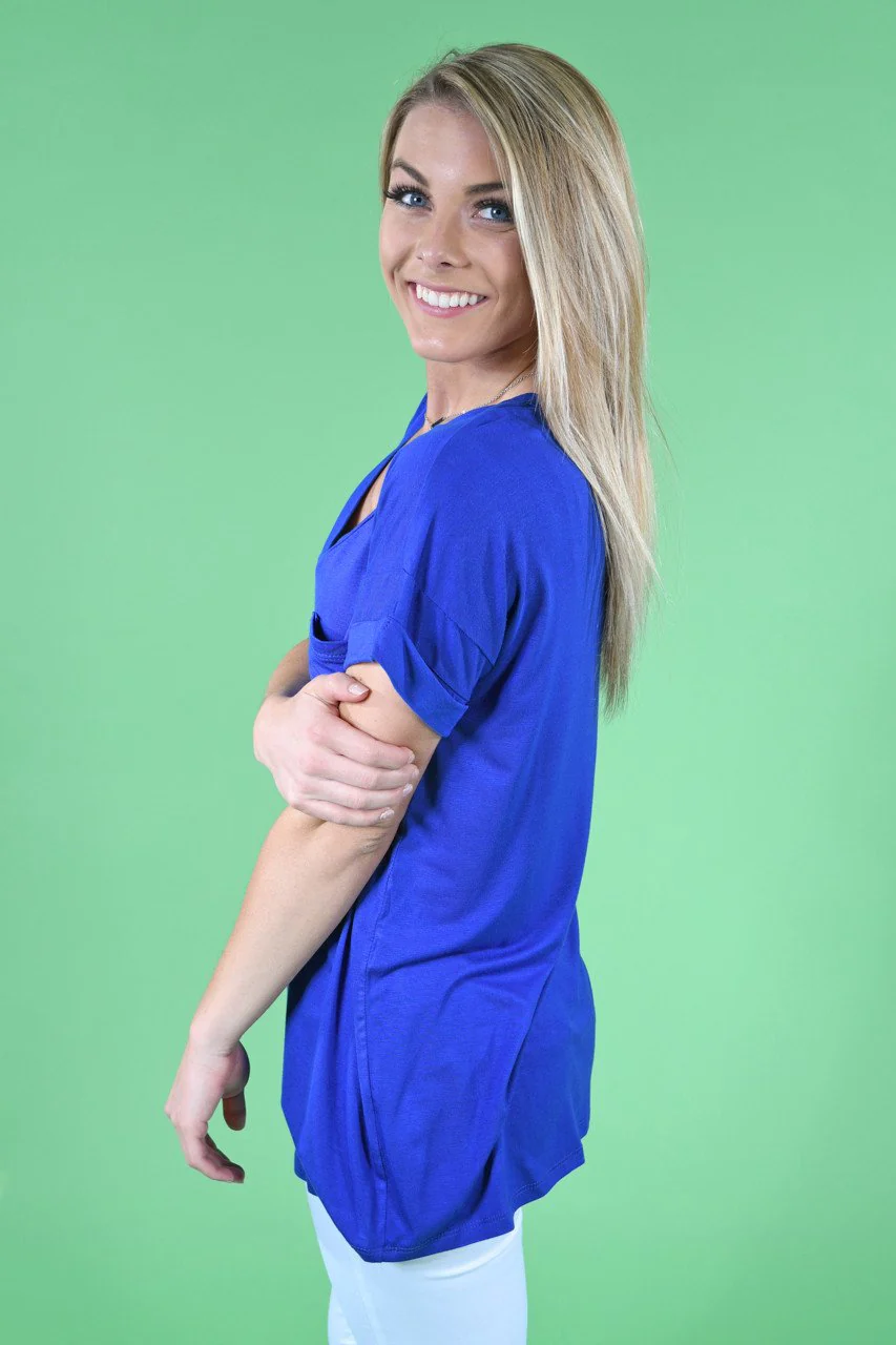 Royal Blue Essential V-Neck Top - Image 5